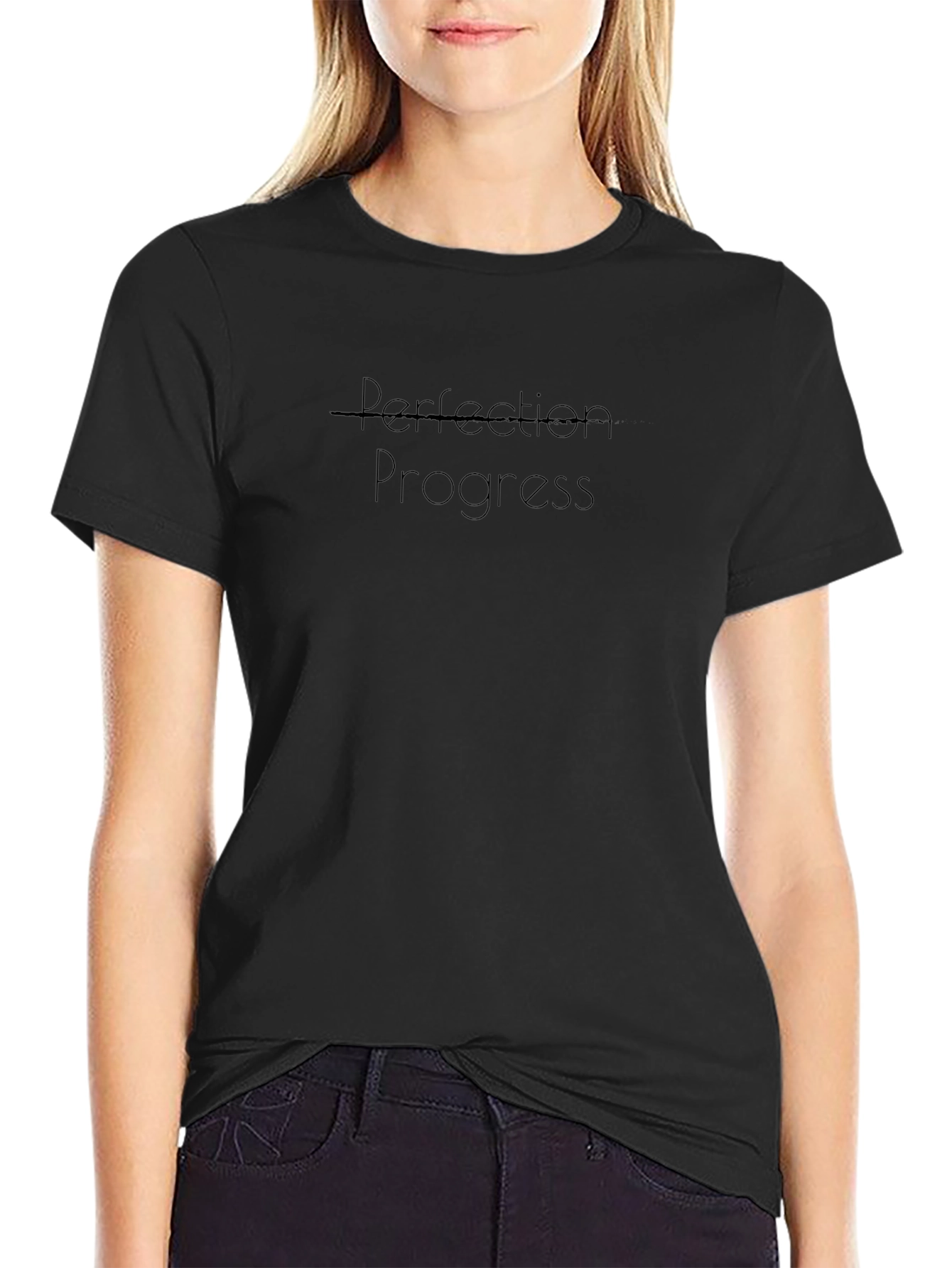Perfection Progress Graphic Black T-Shirt