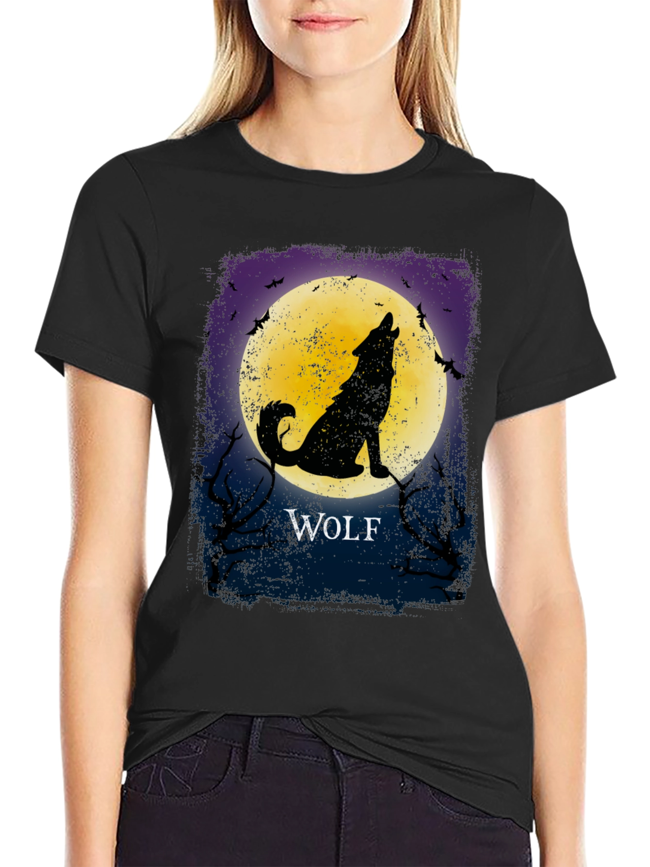 Wolf Howling at Moon Graphic T-Shirt