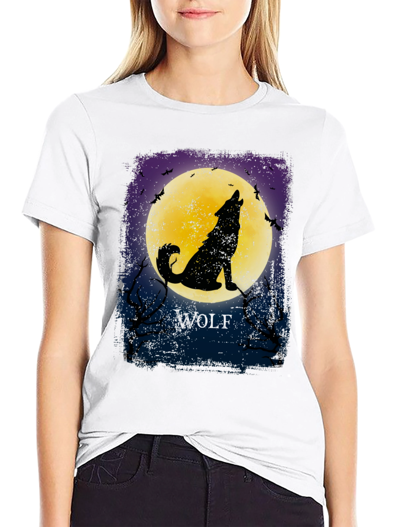 Wolf Howling at Moon Graphic T-Shirt