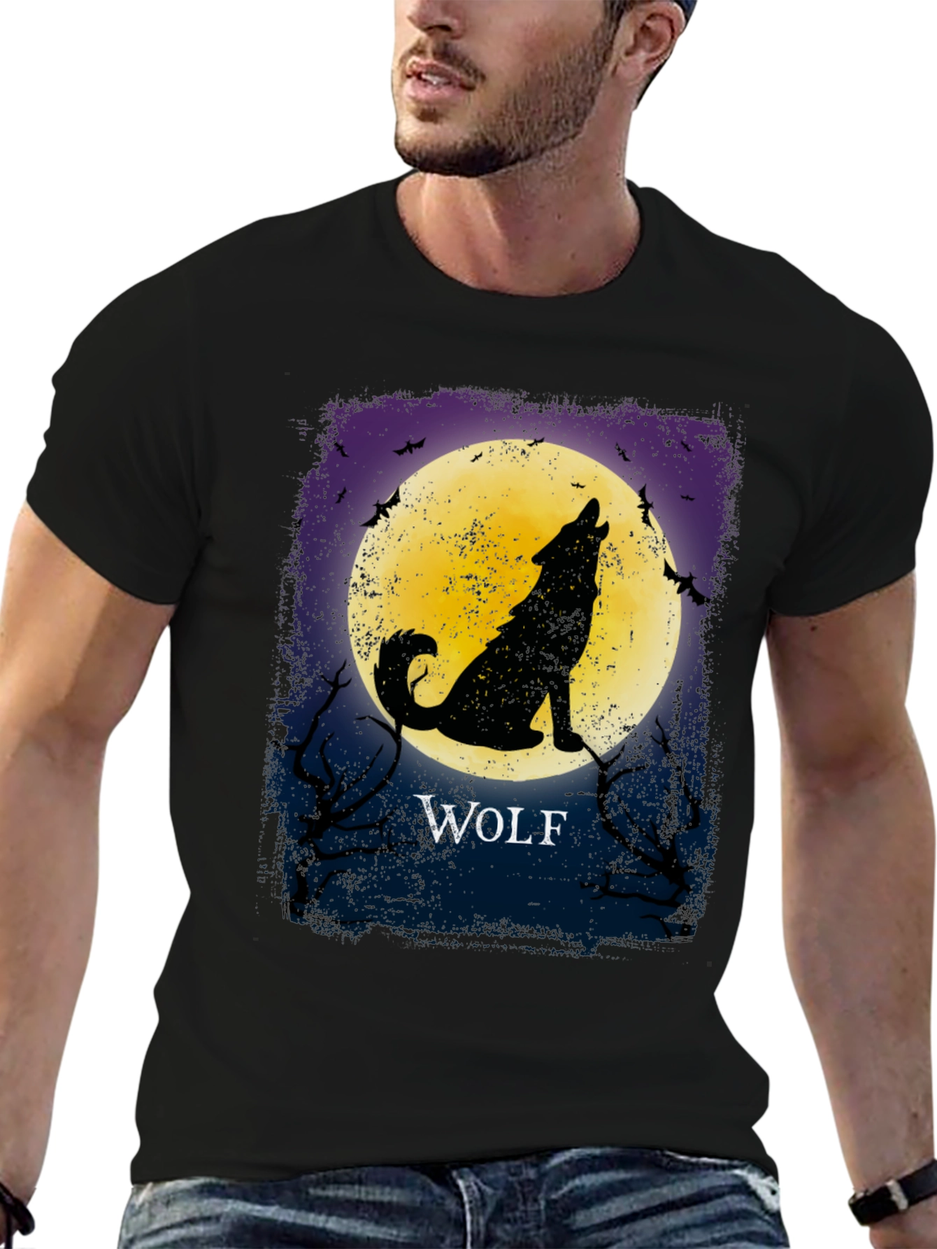 Wolf Howling at Moon Graphic T-Shirt