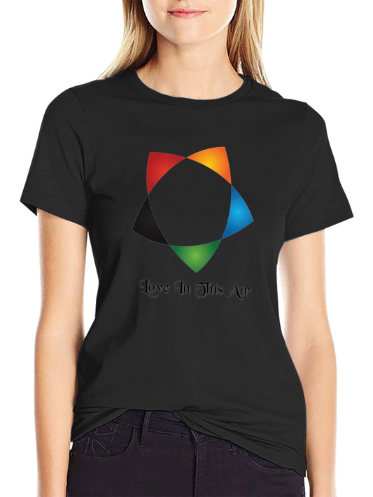 Abstract Color Wheel Design Black T-Shirt