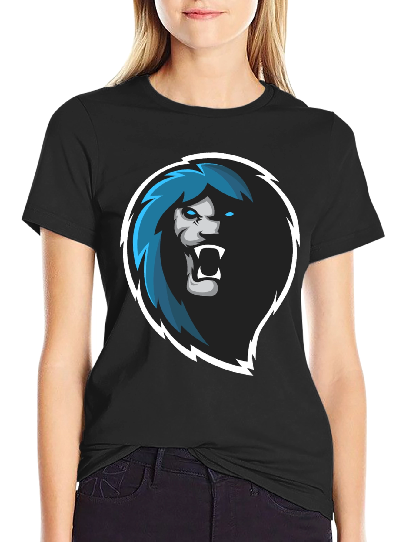 Lion Head Graphic Black T-Shirt