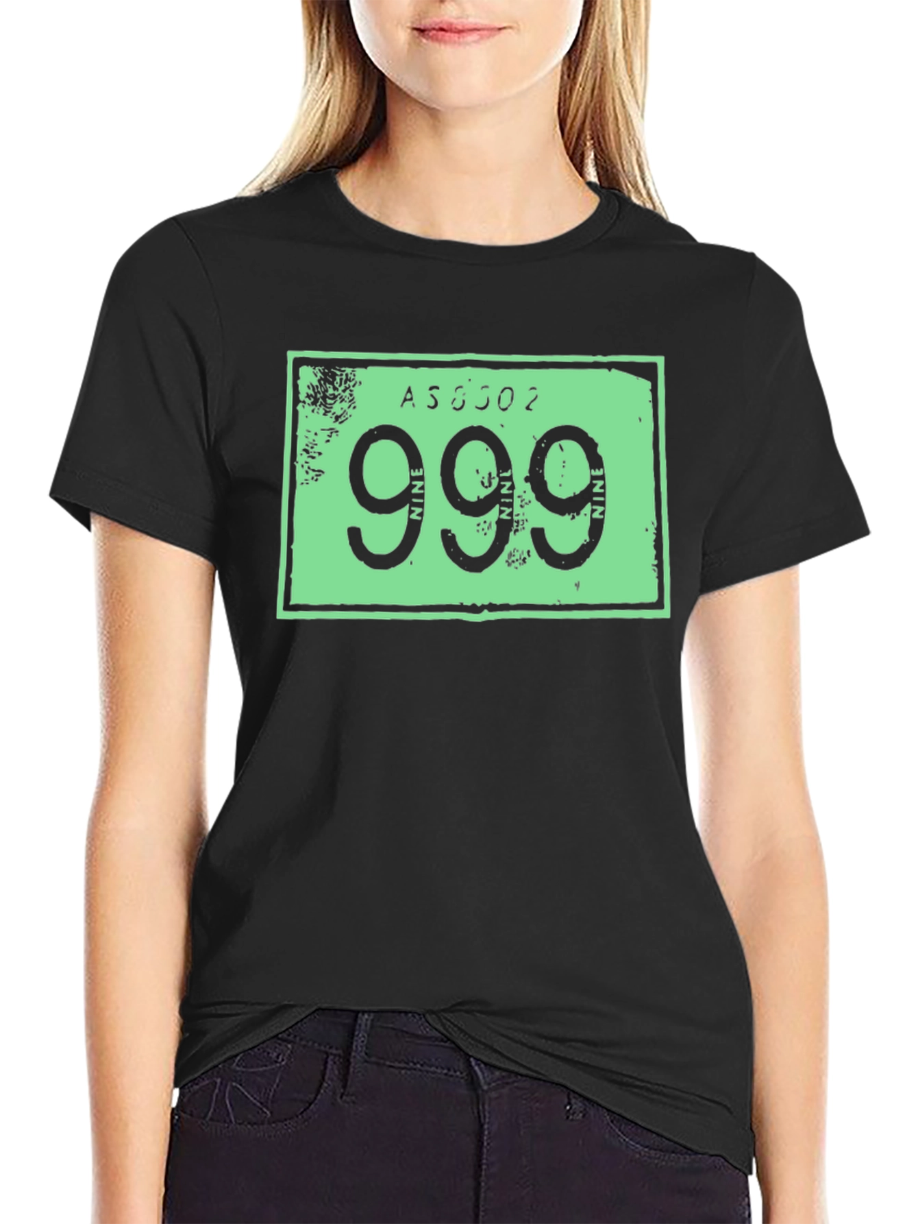 999 License Plate T-Shirt - Black Cotton Tee