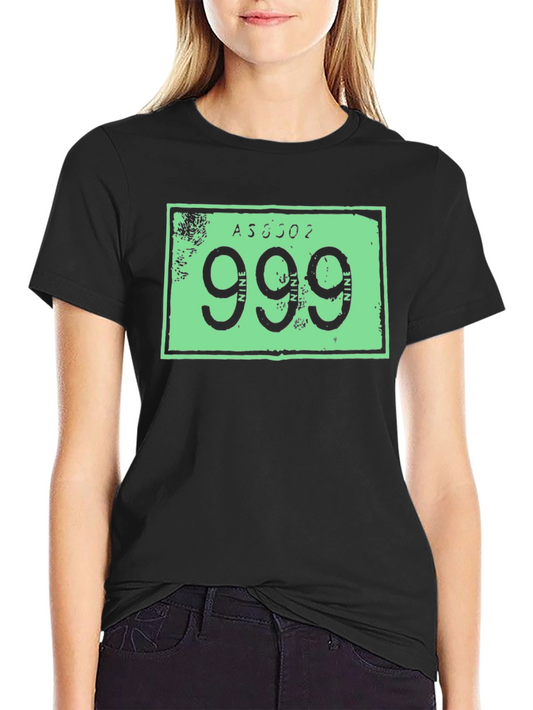 999 License Plate T-Shirt - Black Cotton Tee