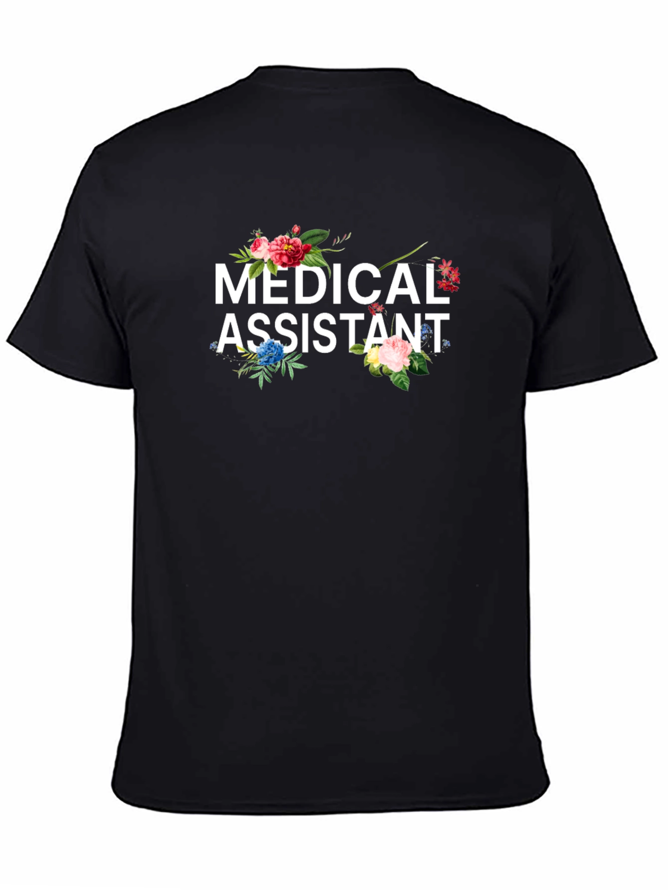 Floral Medical Assistant Black T-shirt
