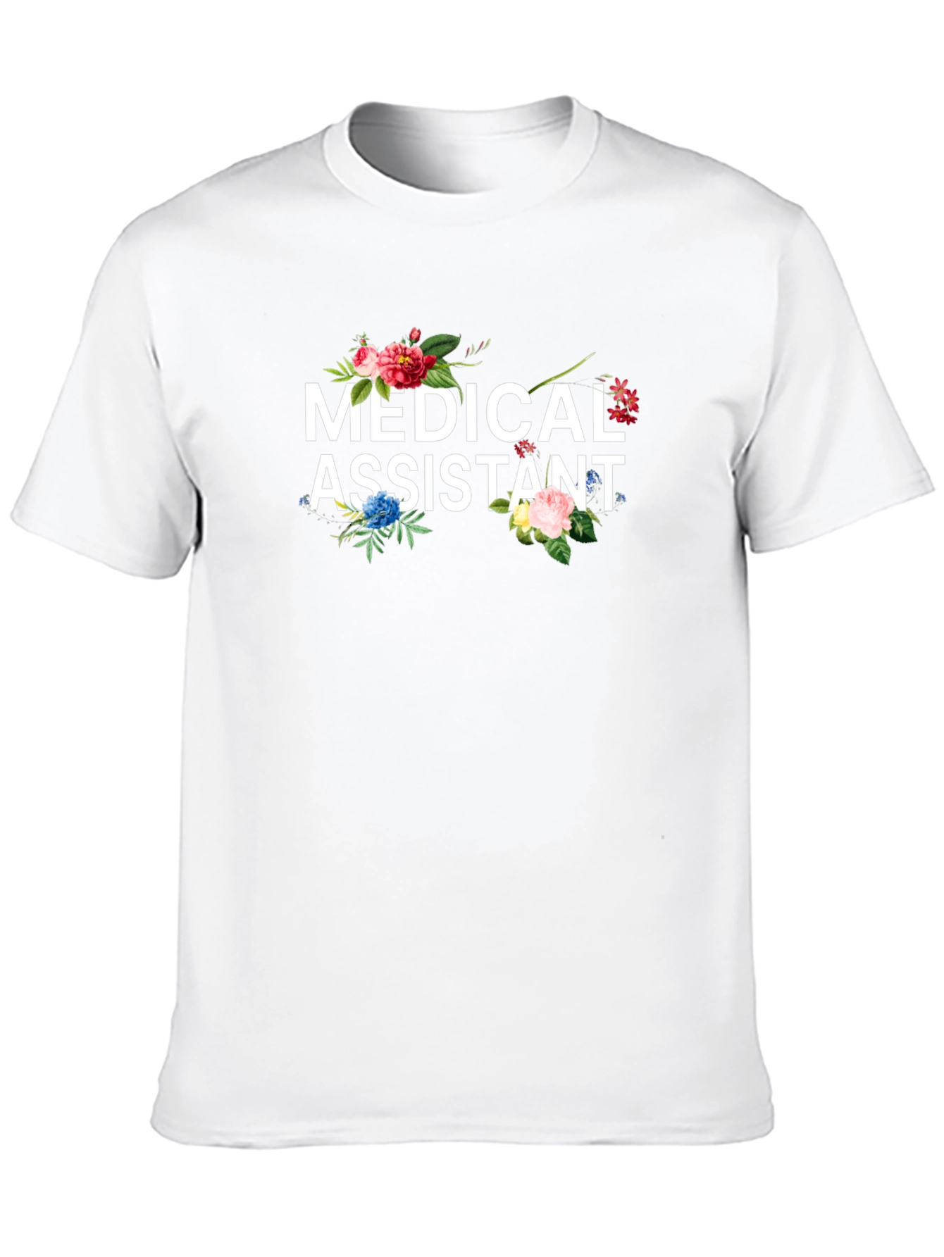 Floral Medical Assistant Black T-shirt