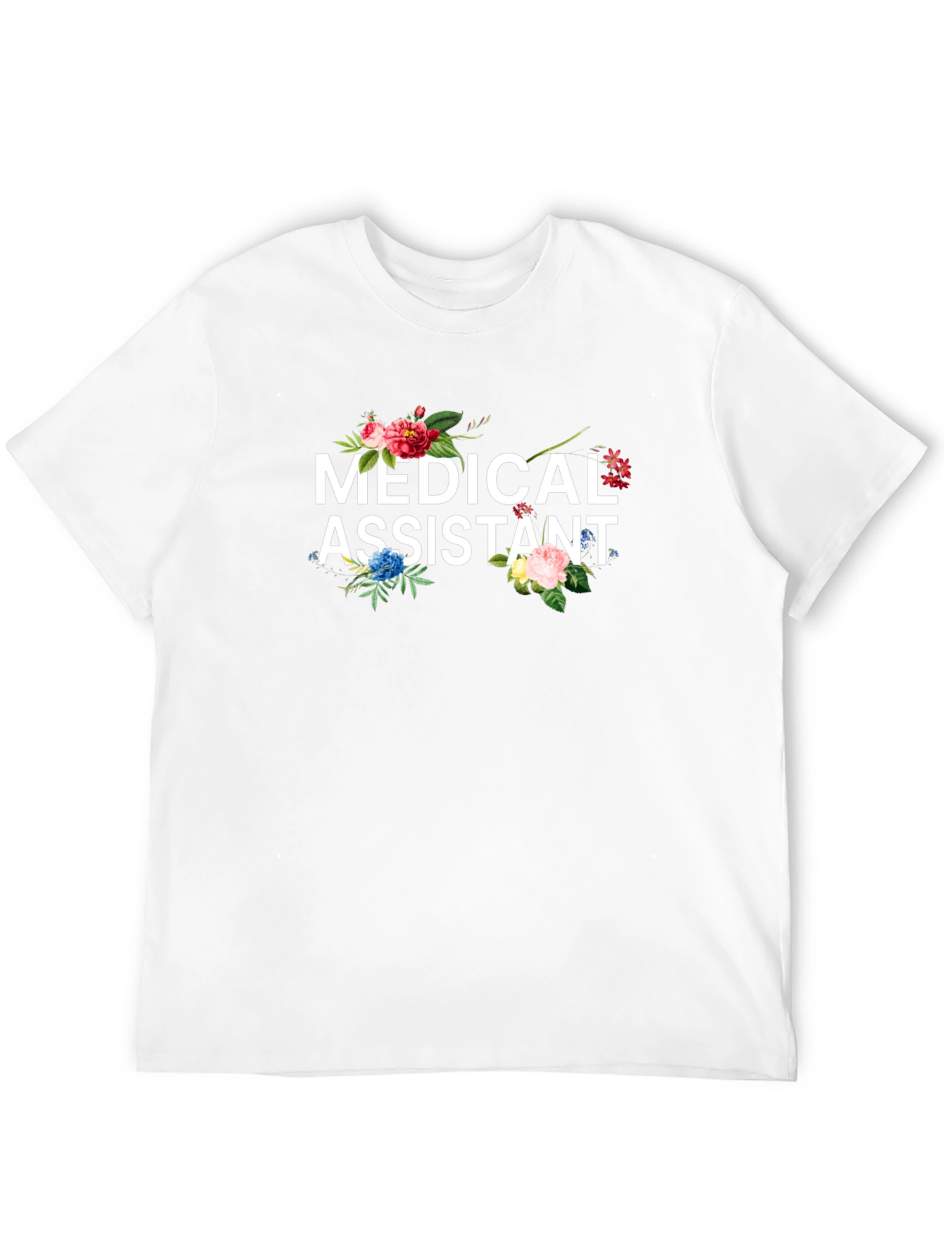 Floral Medical Assistant Black T-shirt