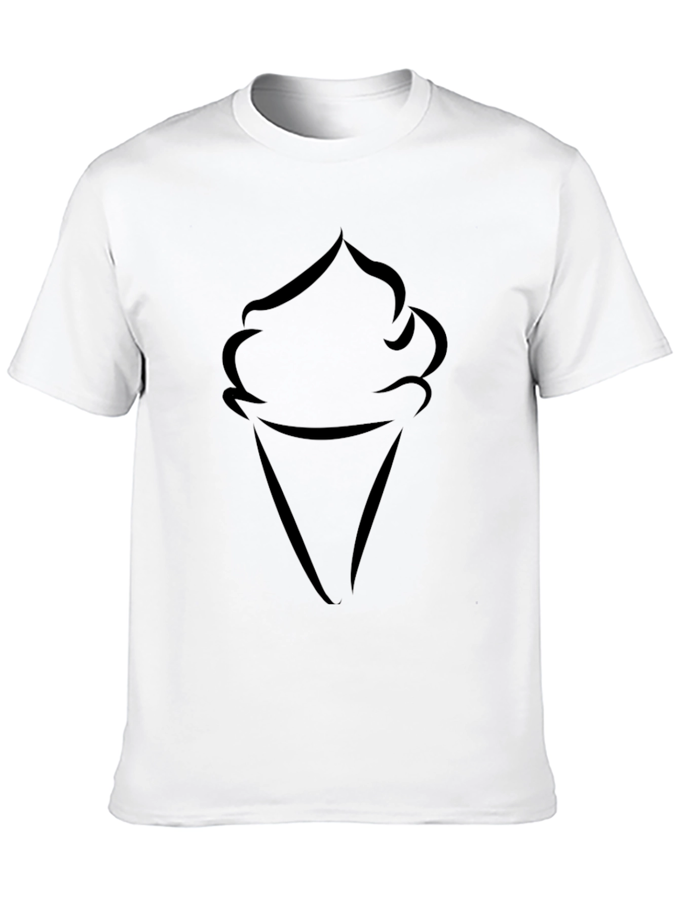 Ice Cream Cone Graphic Tee - Black Cotton T-Shirt