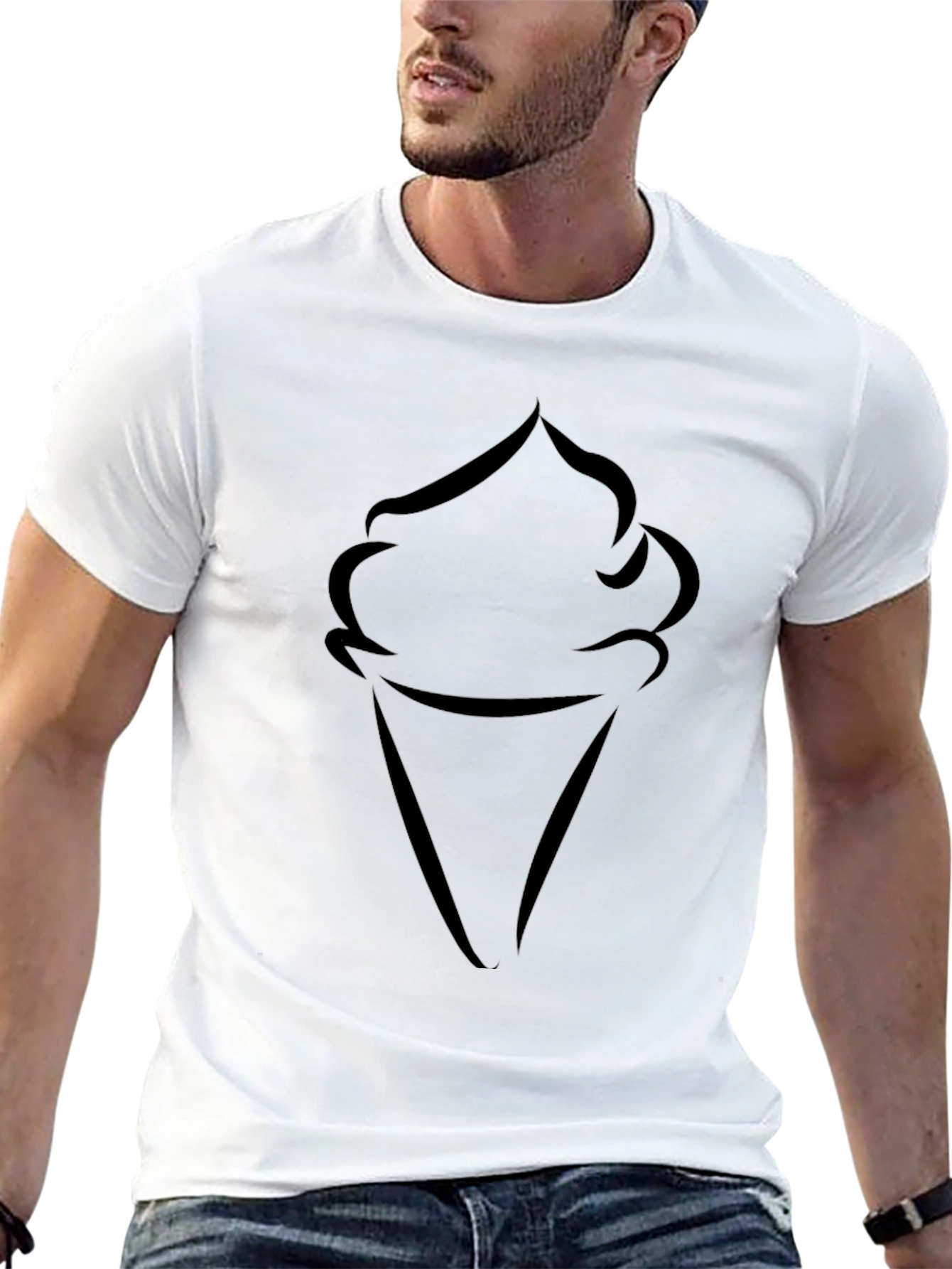 Ice Cream Cone Graphic Tee - Black Cotton T-Shirt