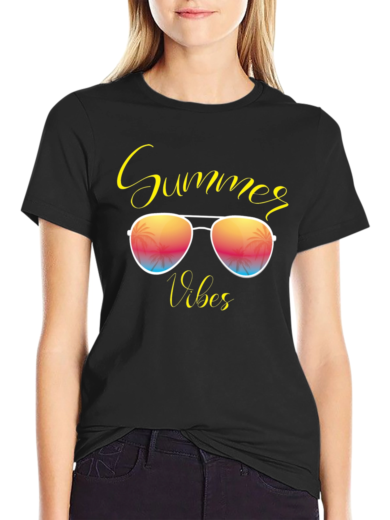 Summer Vibes Graphic Tee - Black T-Shirt