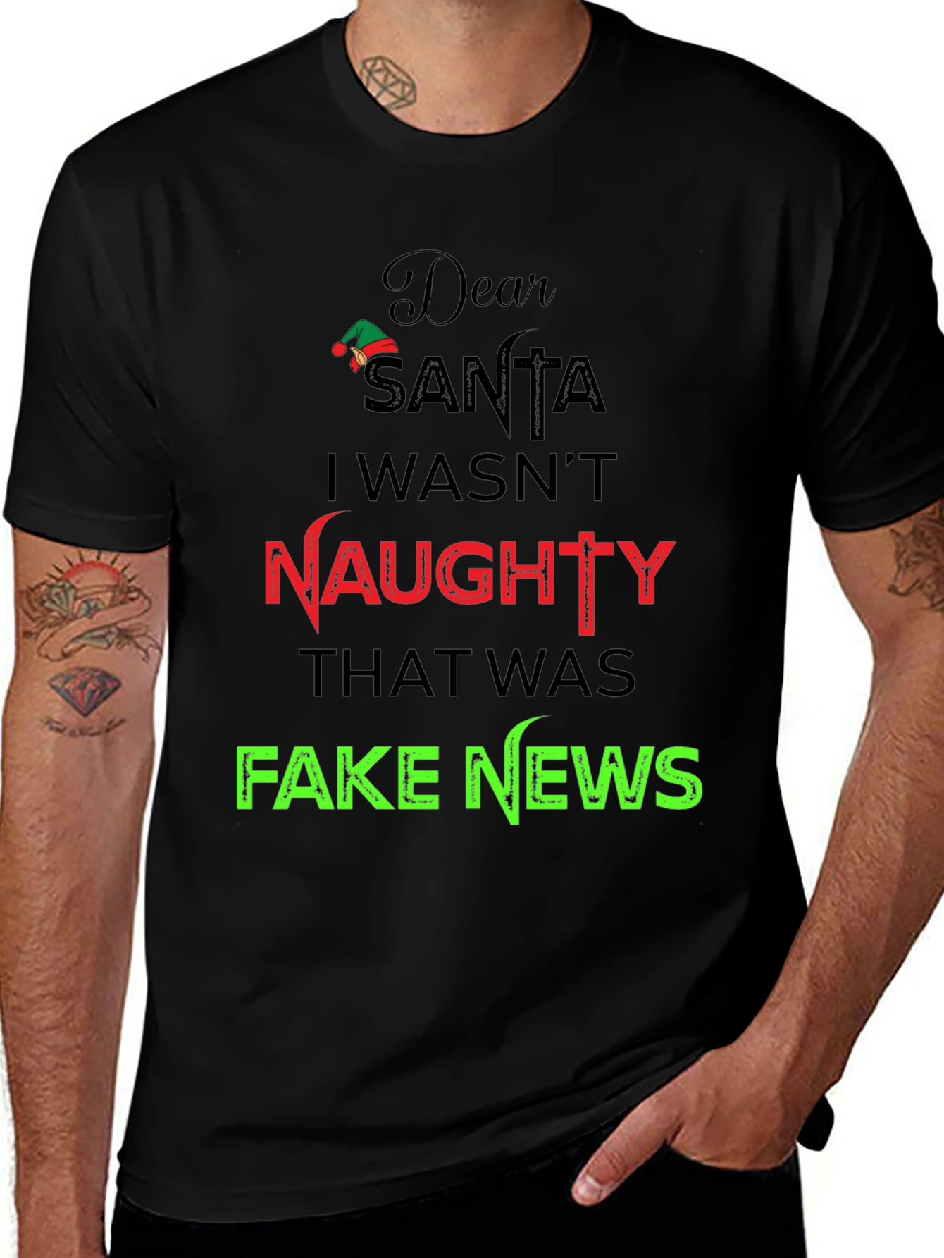 Dear Santa Naughty Fake News Graphic Tee