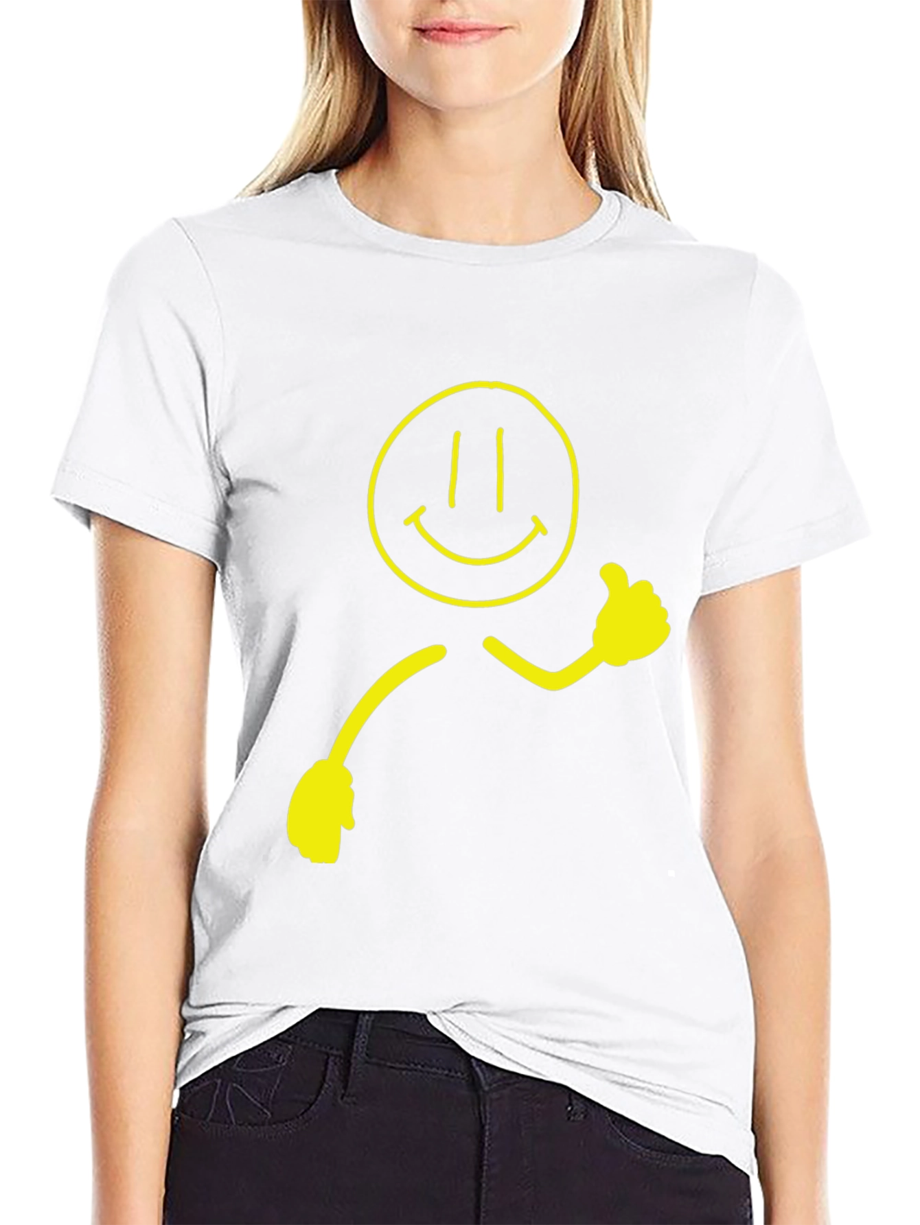 Smiley Face Graphic Tee - Black