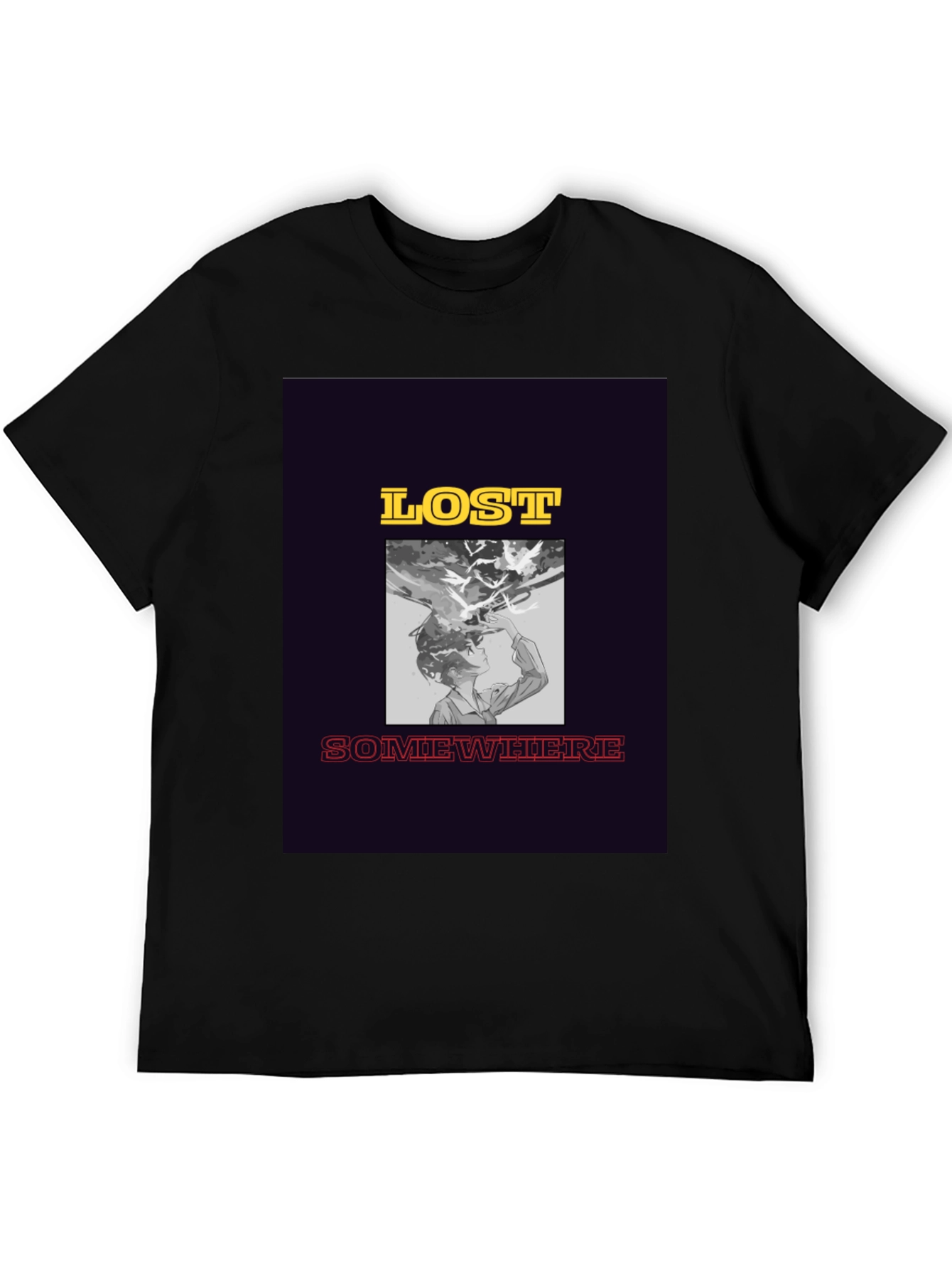Lost Somewhere Graphic Tee - Stylish Black T-Shirt