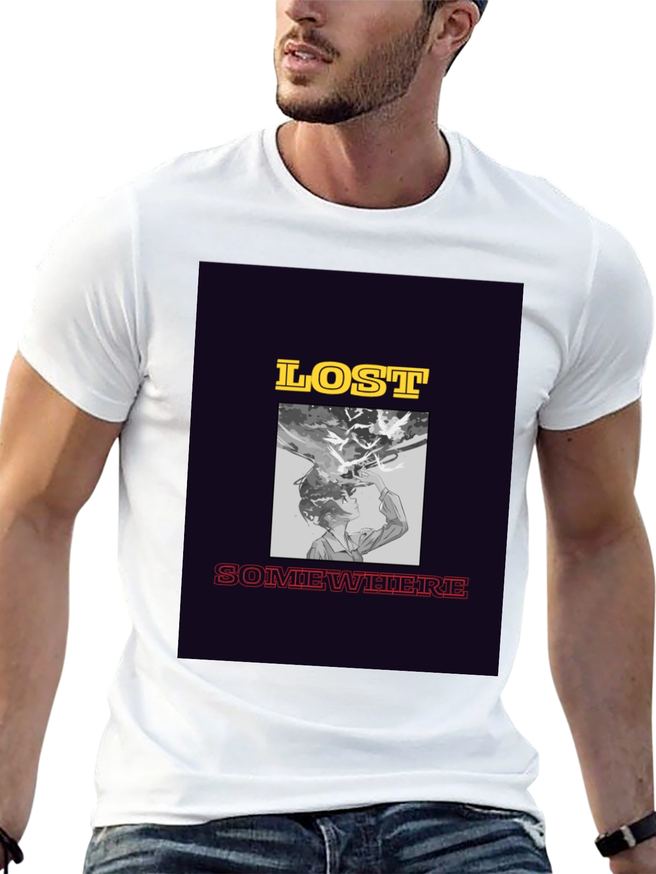 Lost Somewhere Graphic Tee - Stylish Black T-Shirt