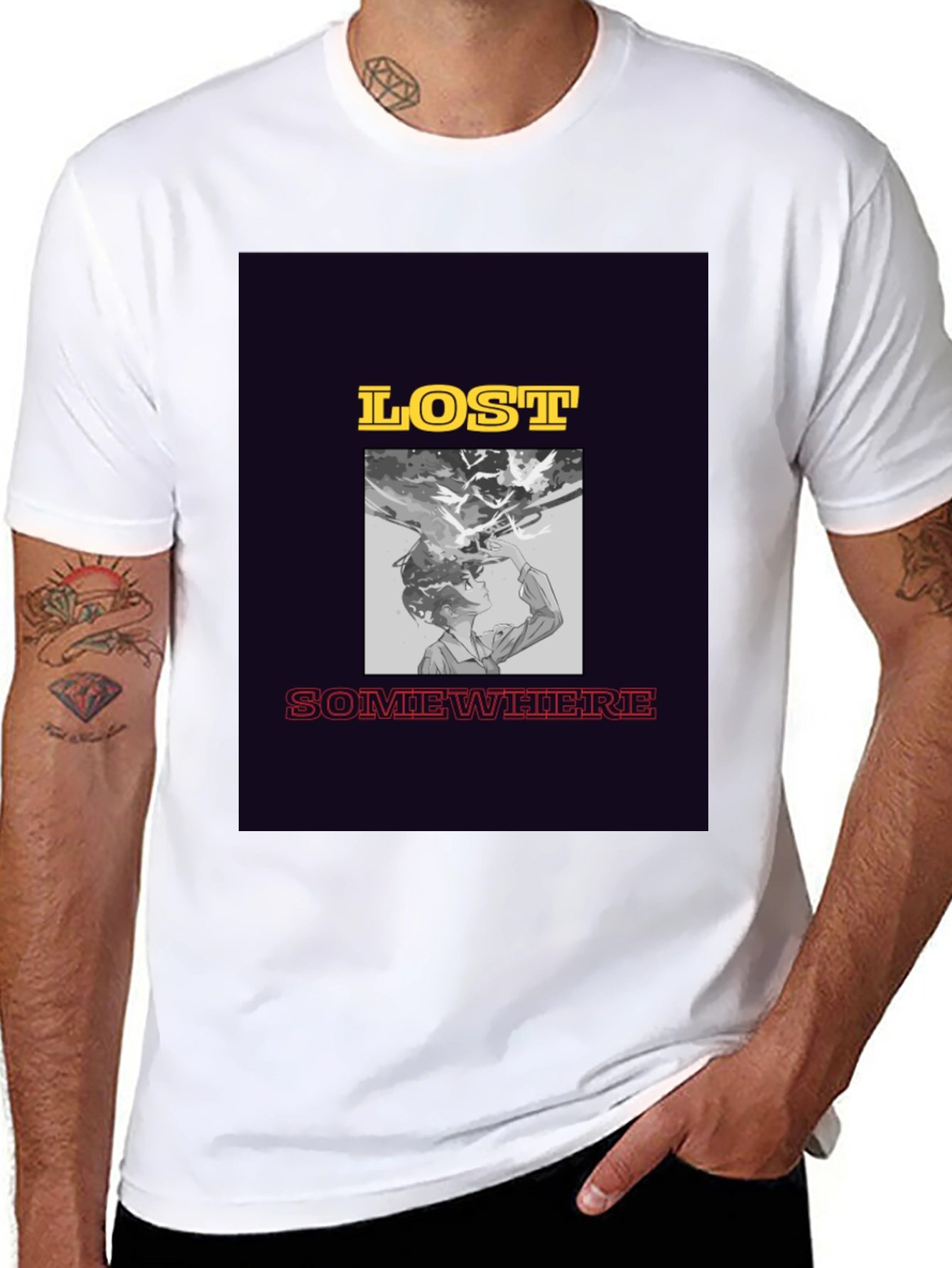 Lost Somewhere Graphic Tee - Stylish Black T-Shirt