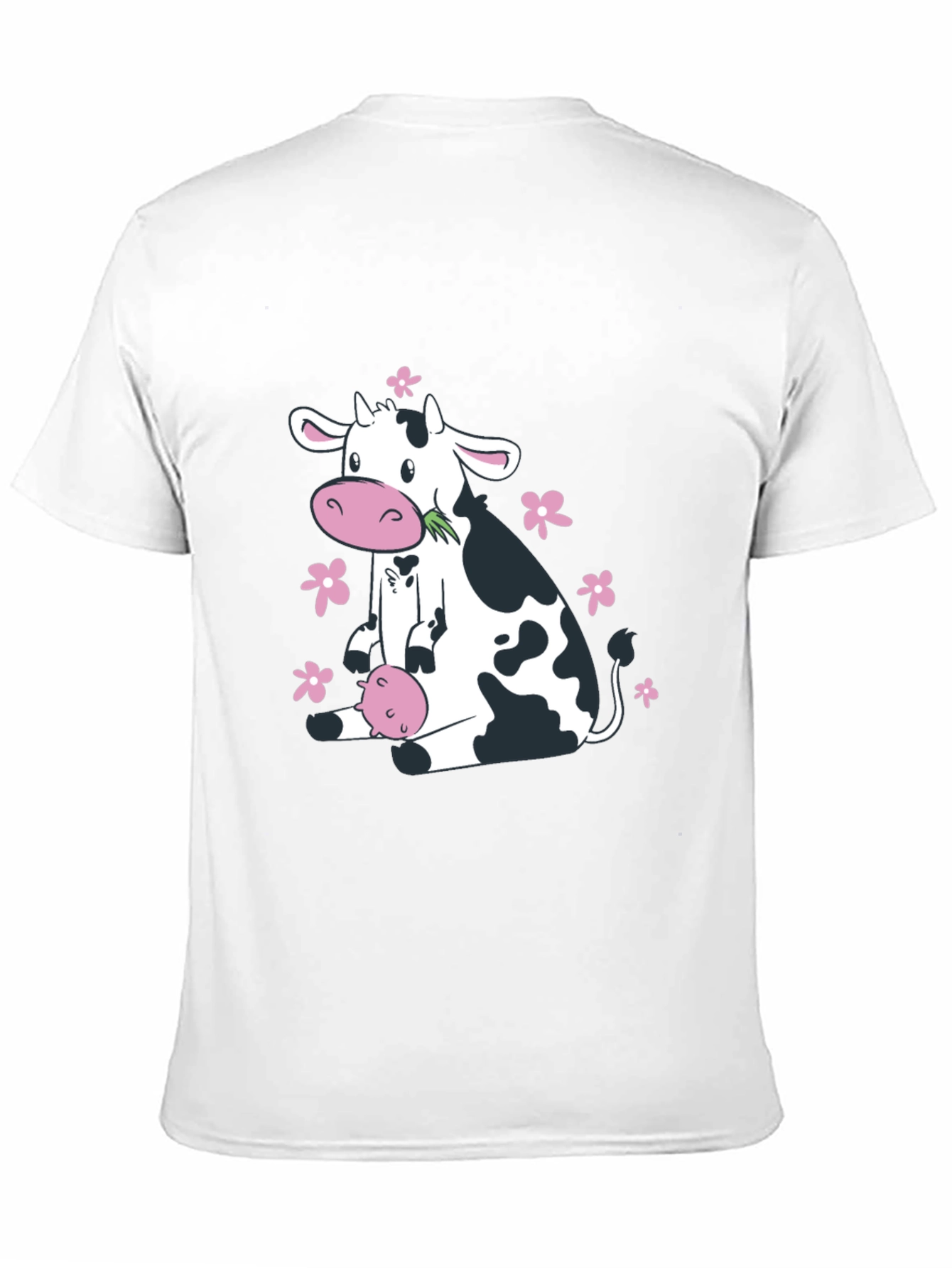 Cute Cow & Floral Black T-Shirt - Unisex