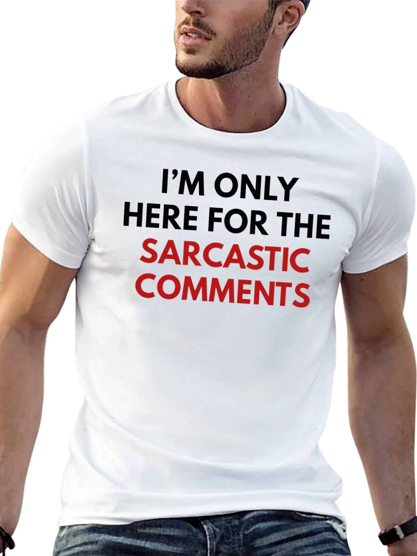 Sarcastic Comments Graphic Tee - Black Crew Neck