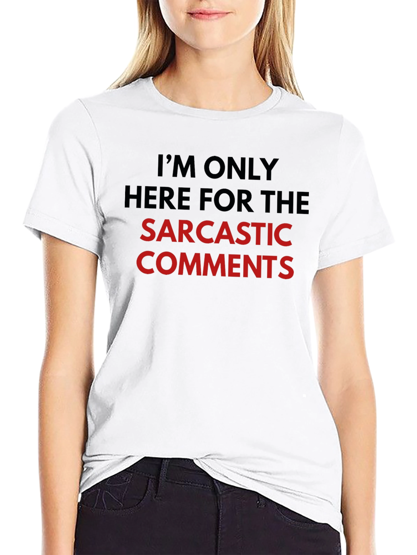 Sarcastic Comments Graphic Tee - Black Crew Neck
