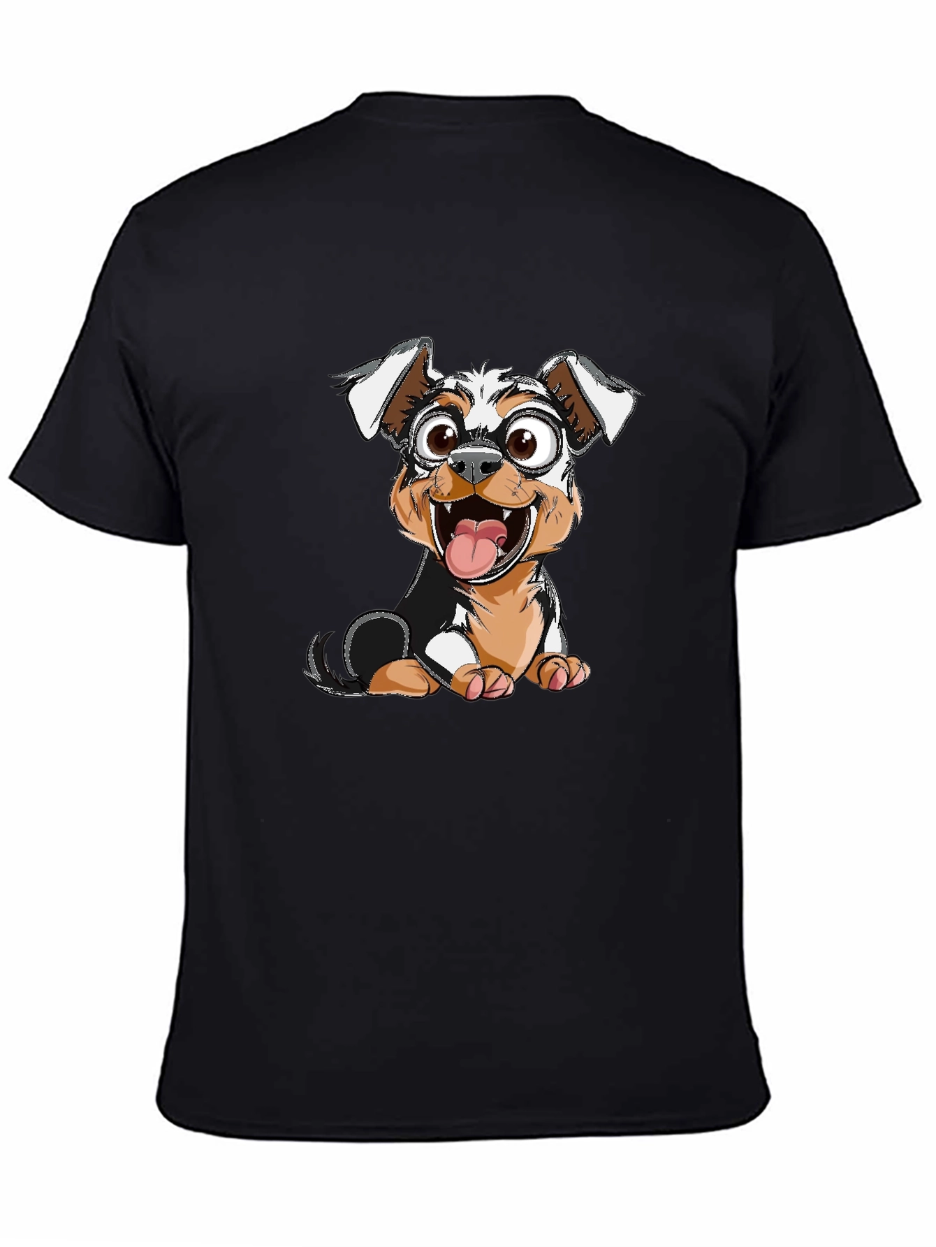 Dog Cartoon Graphic Tee - Black T-Shirt