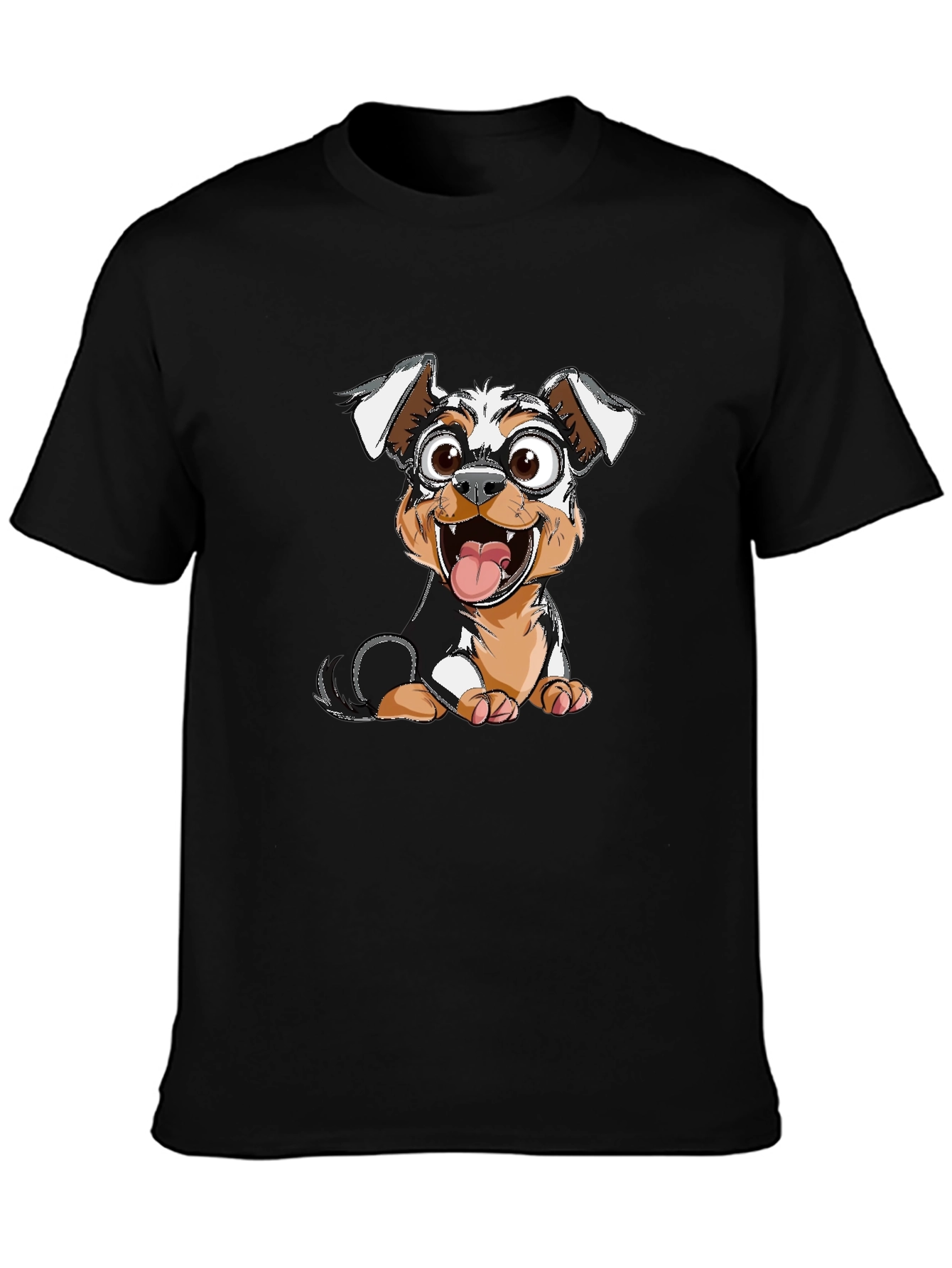Dog Cartoon Graphic Tee - Black T-Shirt