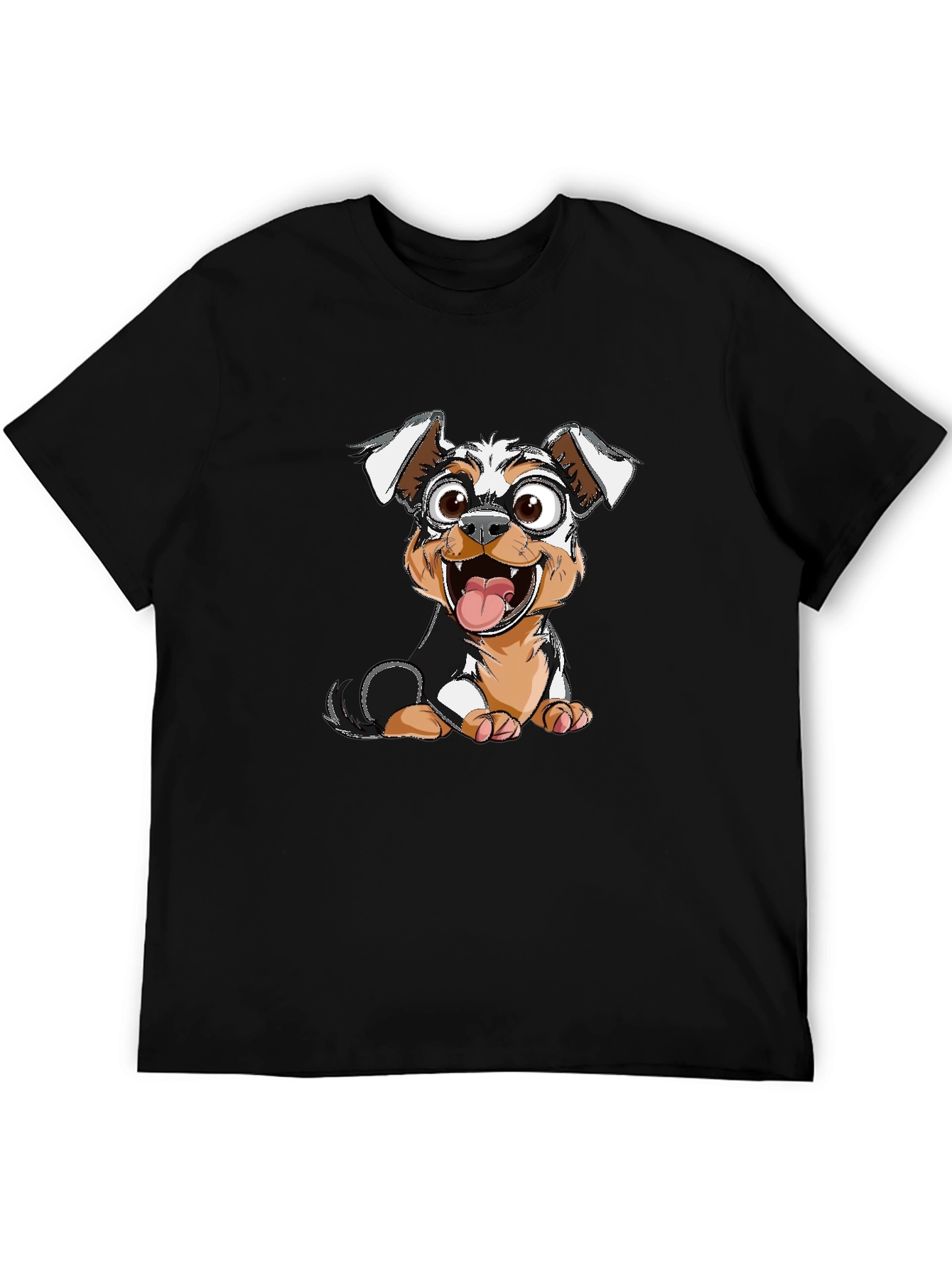 Dog Cartoon Graphic Tee - Black T-Shirt