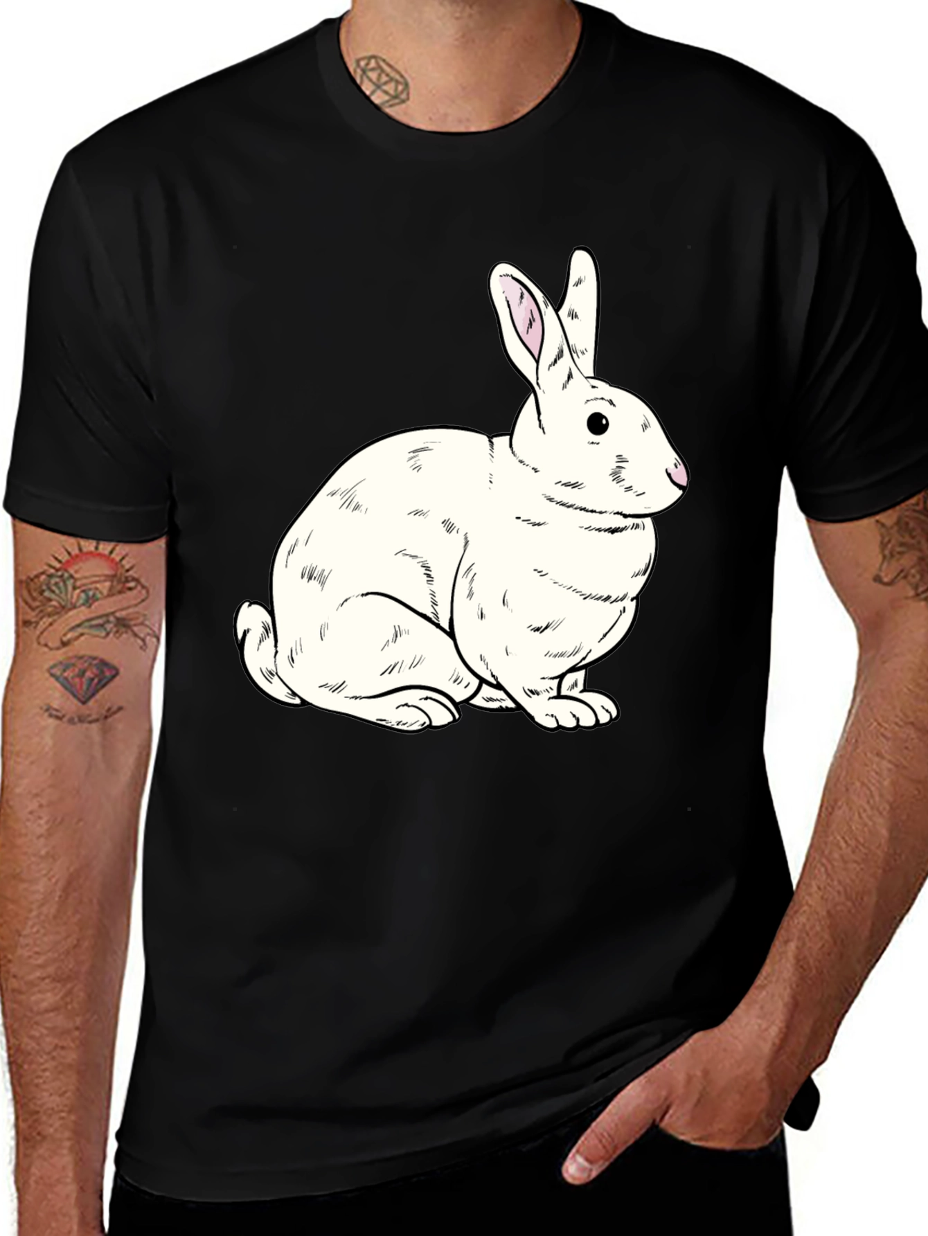 Rabbit Graphic Black T-Shirt