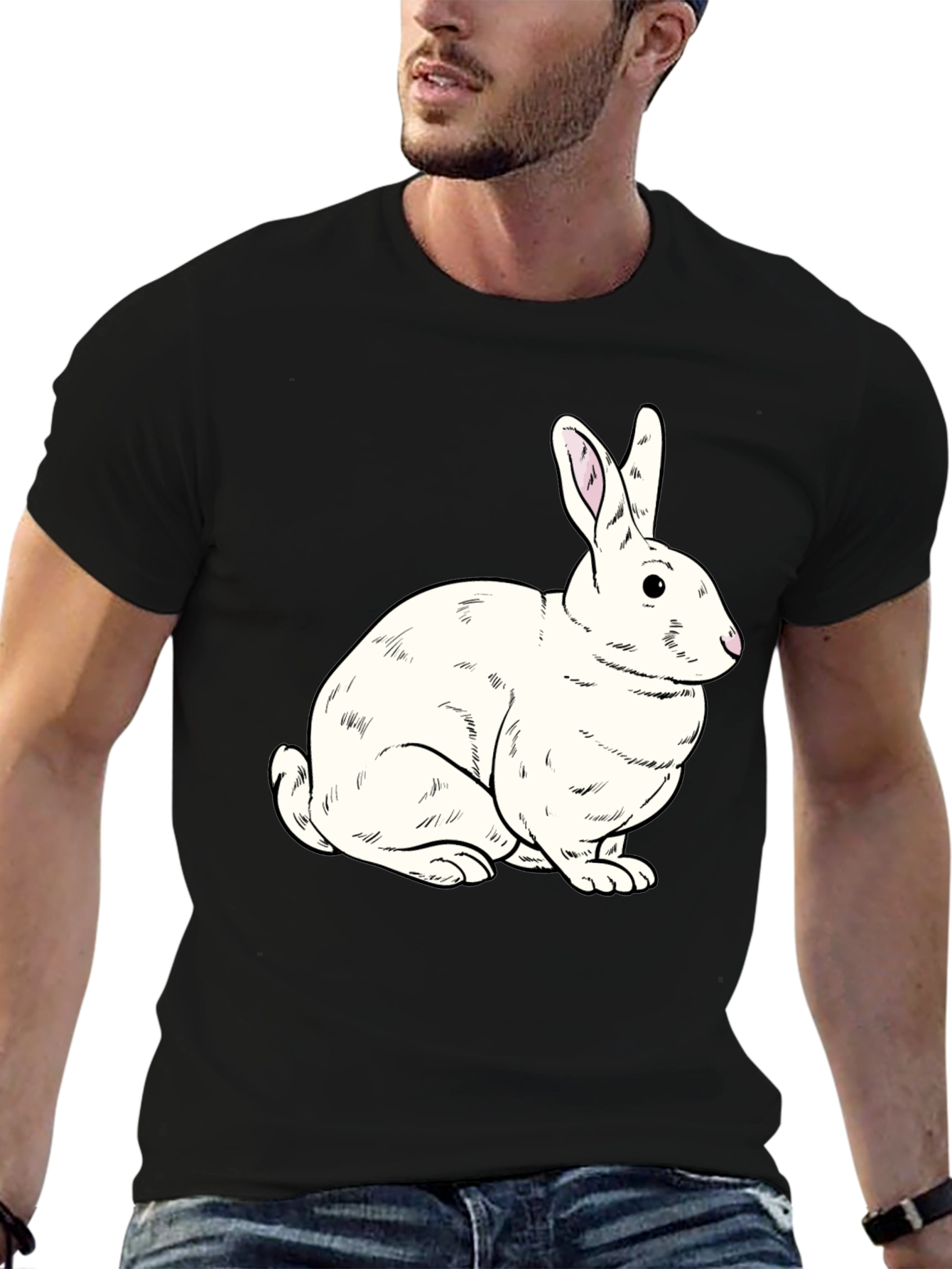 Rabbit Graphic Black T-Shirt