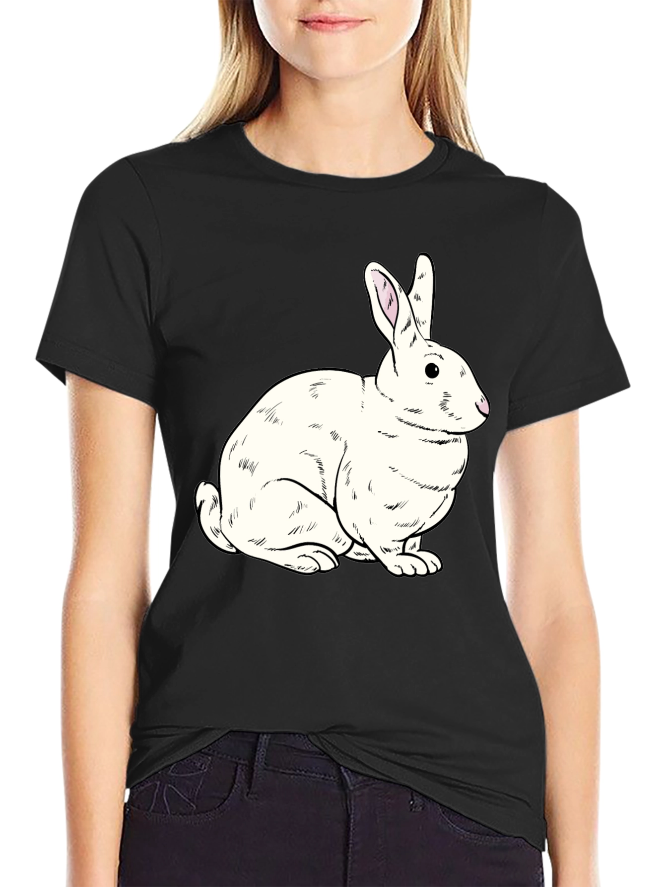 Rabbit Graphic Black T-Shirt