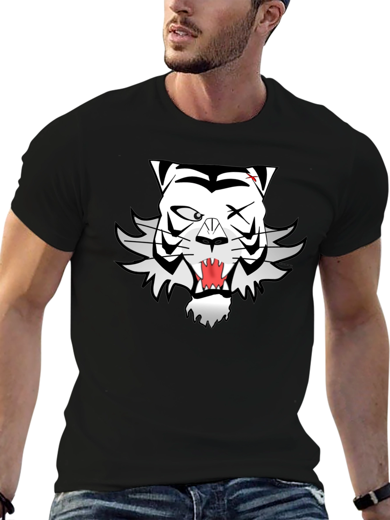 Cool Black T-Shirt with Unique Tiger Graphic