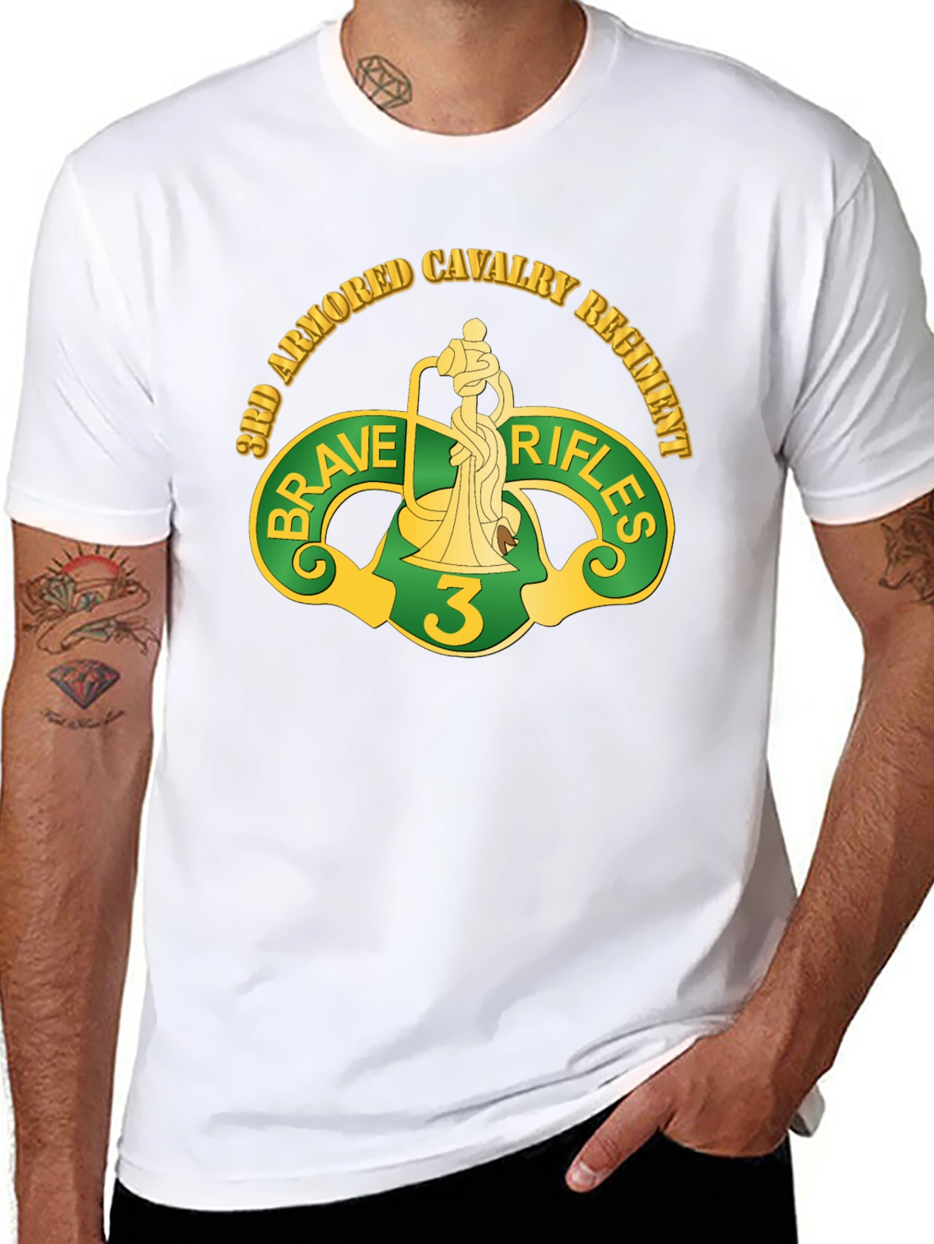 3rd Armored Cavalry Regiment Brave Rifles Black T-Shirt