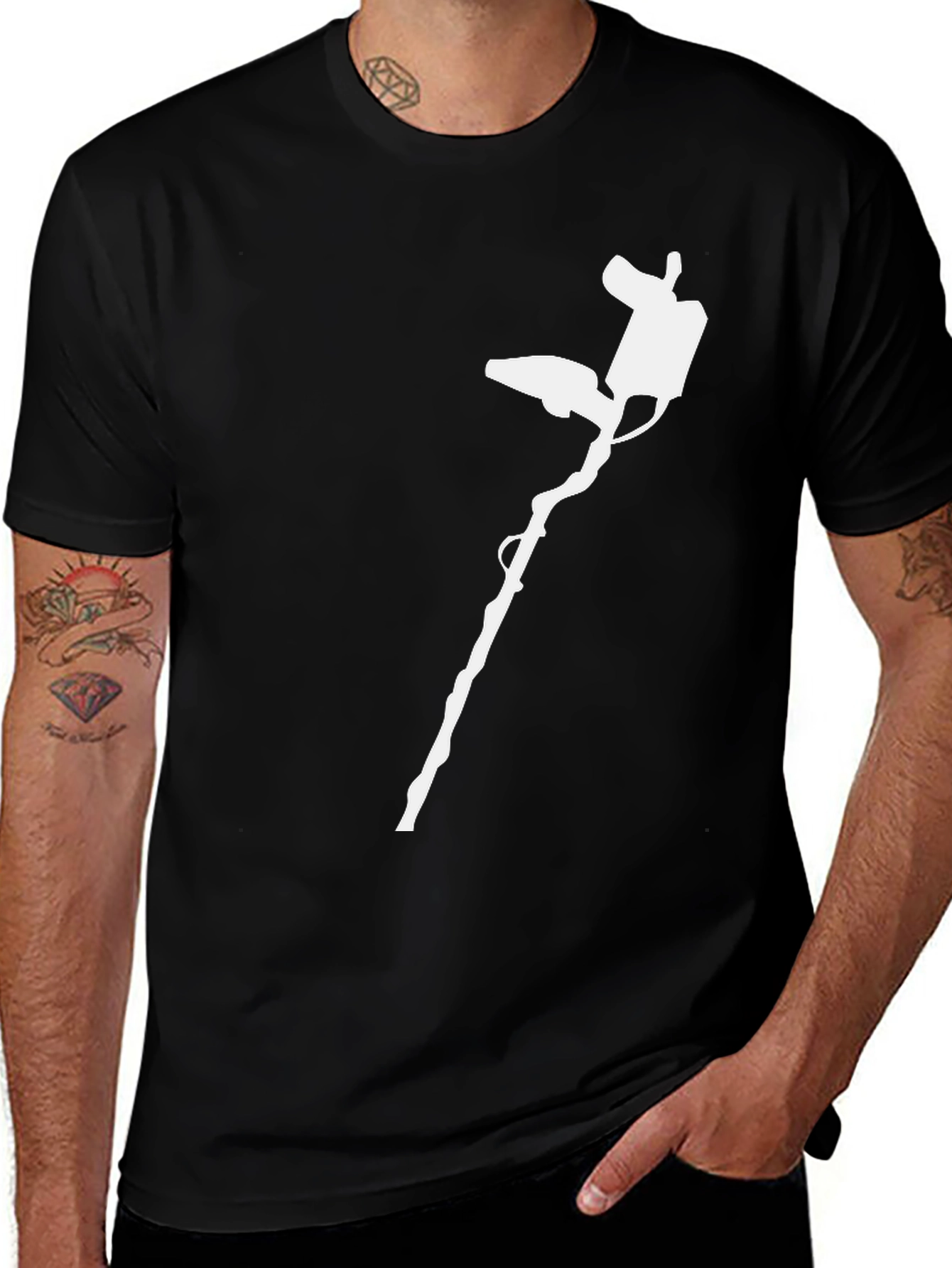 Metal Detector Graphic Tee - Black Cotton Shirt