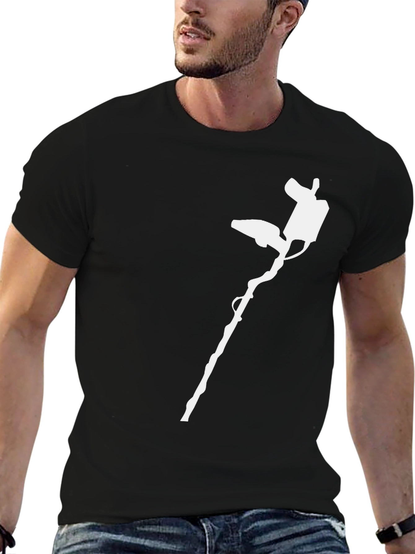 Metal Detector Graphic Tee - Black Cotton Shirt