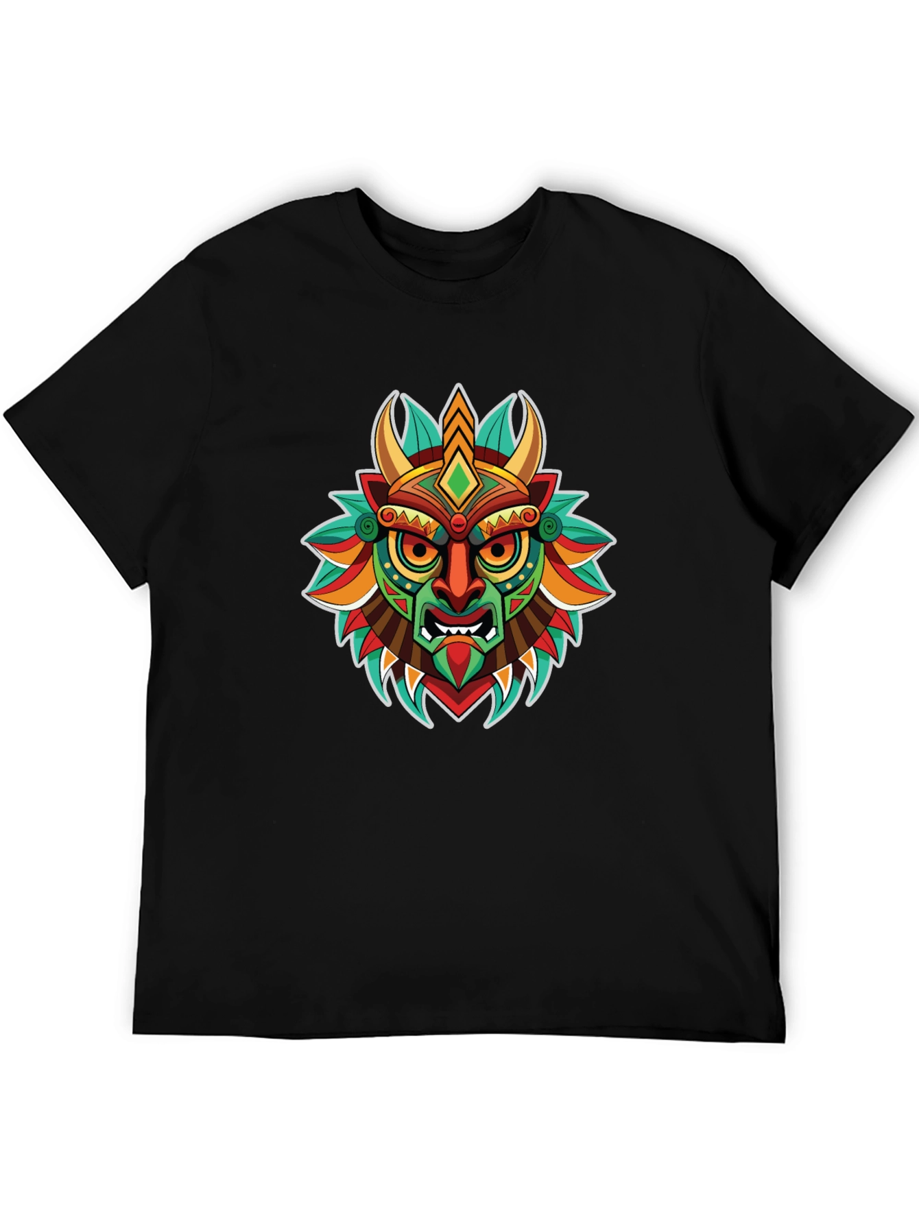 Tribal Mask Graphic T-Shirt - Unique Art Tee