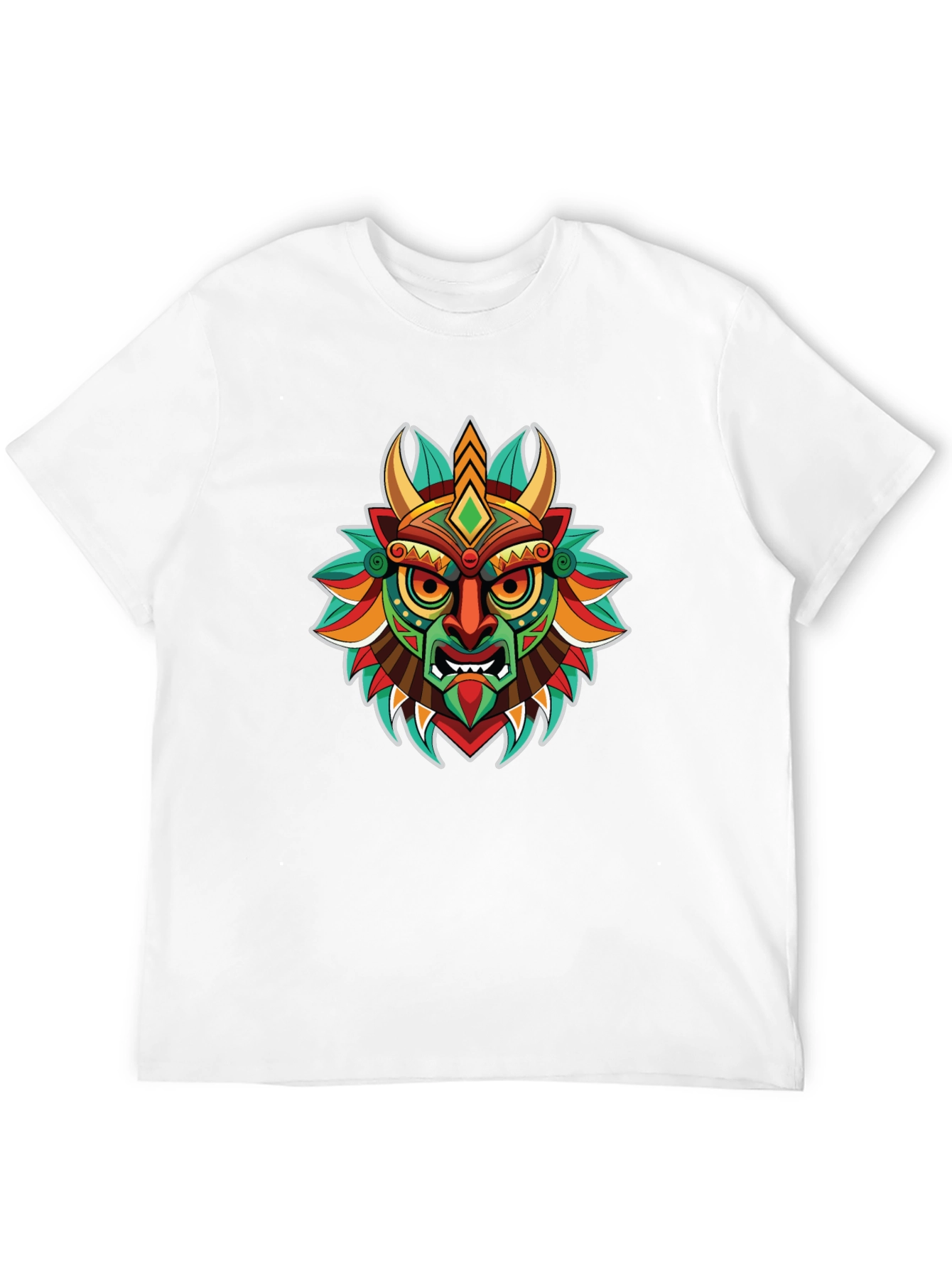 Tribal Mask Graphic T-Shirt - Unique Art Tee