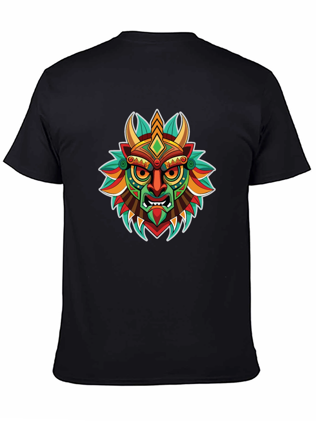Tribal Mask Graphic T-Shirt - Unique Art Tee