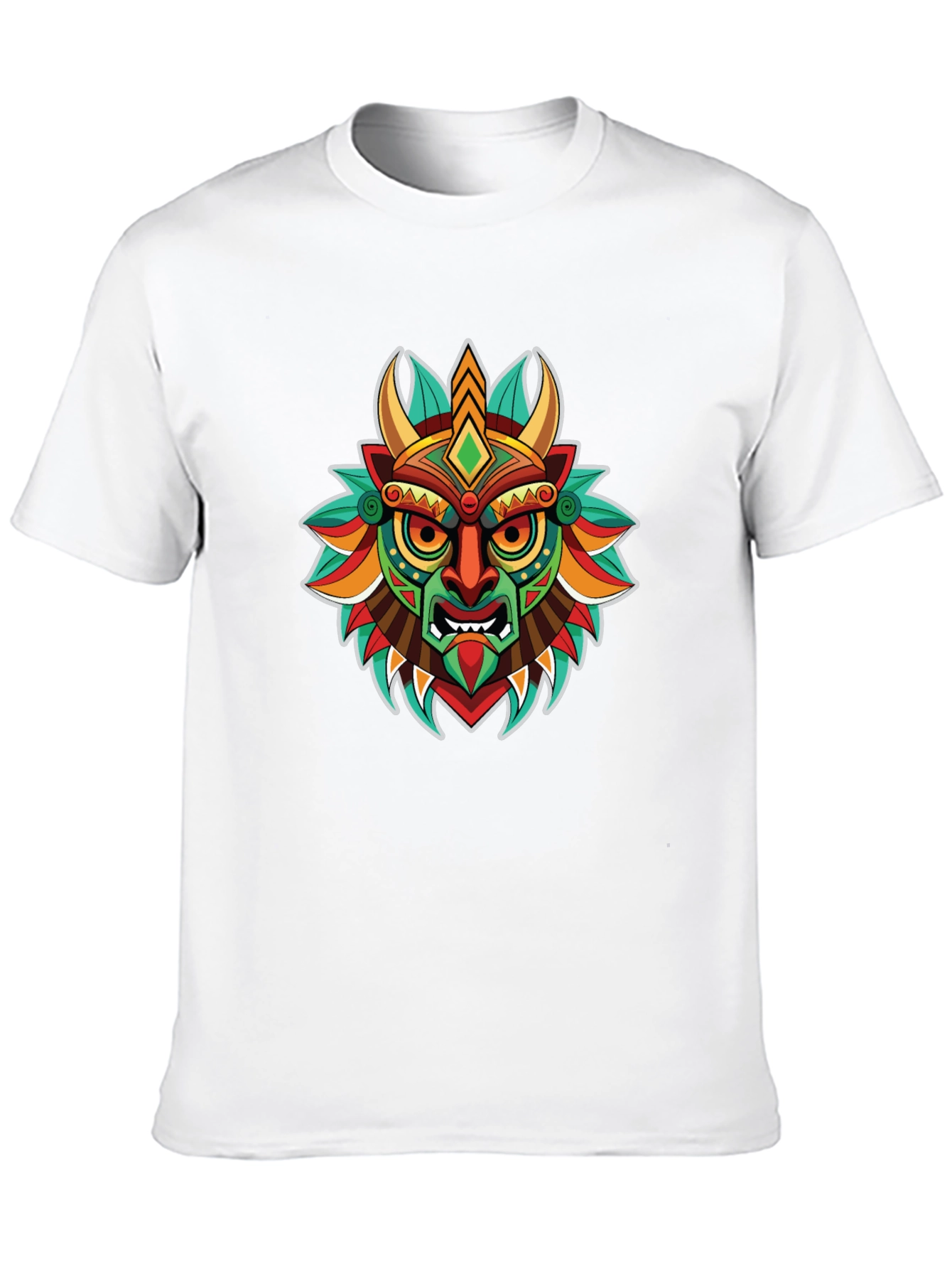 Tribal Mask Graphic T-Shirt - Unique Art Tee