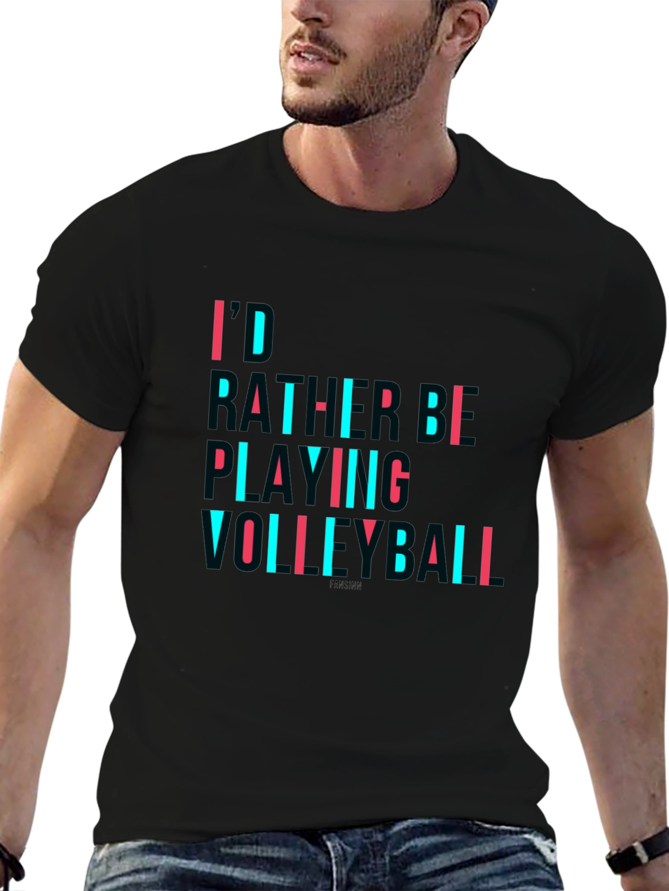 Volleyball Graphic T-Shirt - Black Crew Neck Tee