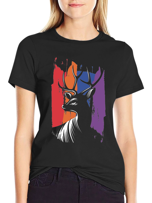 Abstract Deer Graphic Tee - Mens Black T-Shirt