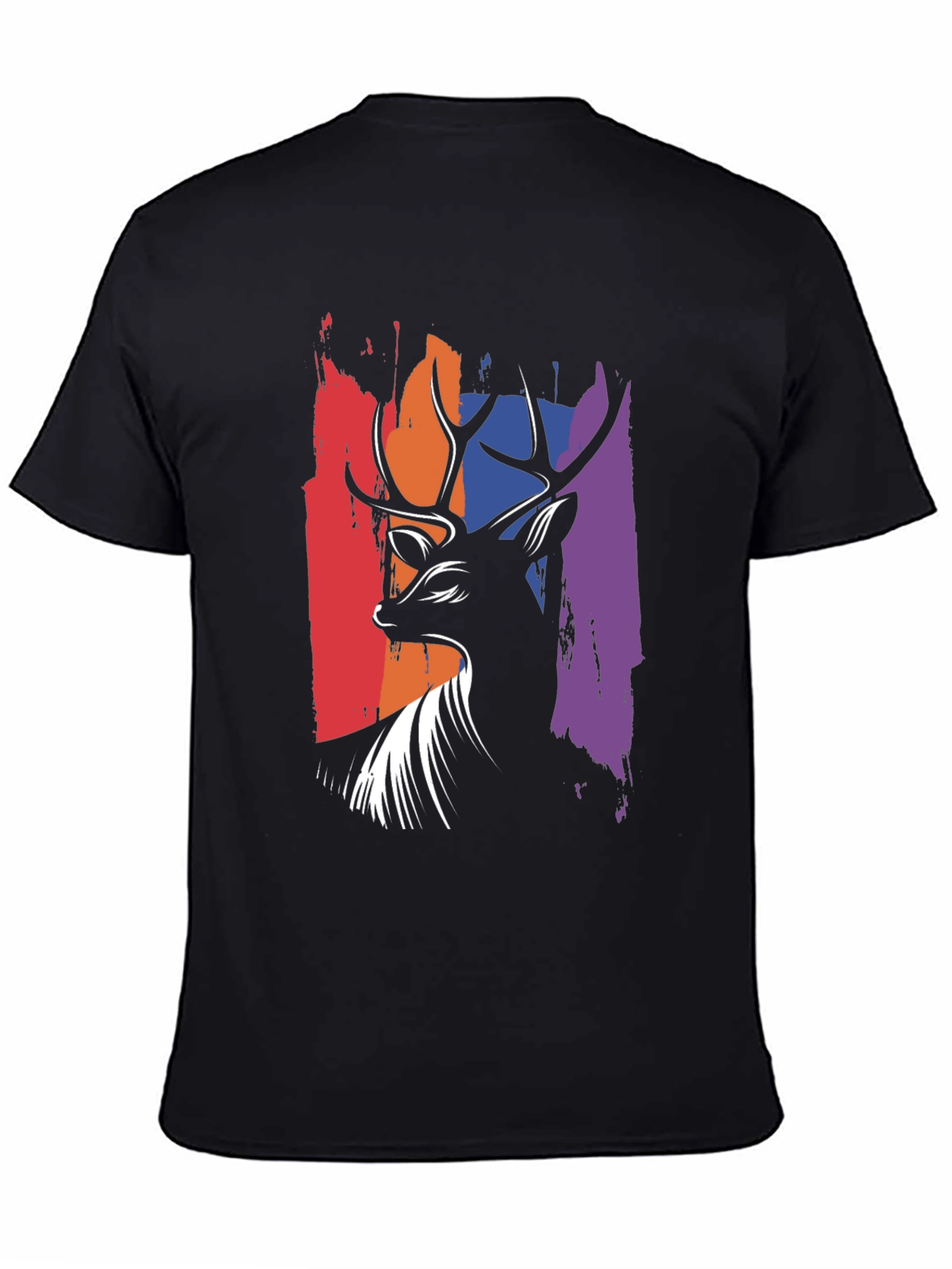 Abstract Deer Graphic Tee - Mens Black T-Shirt