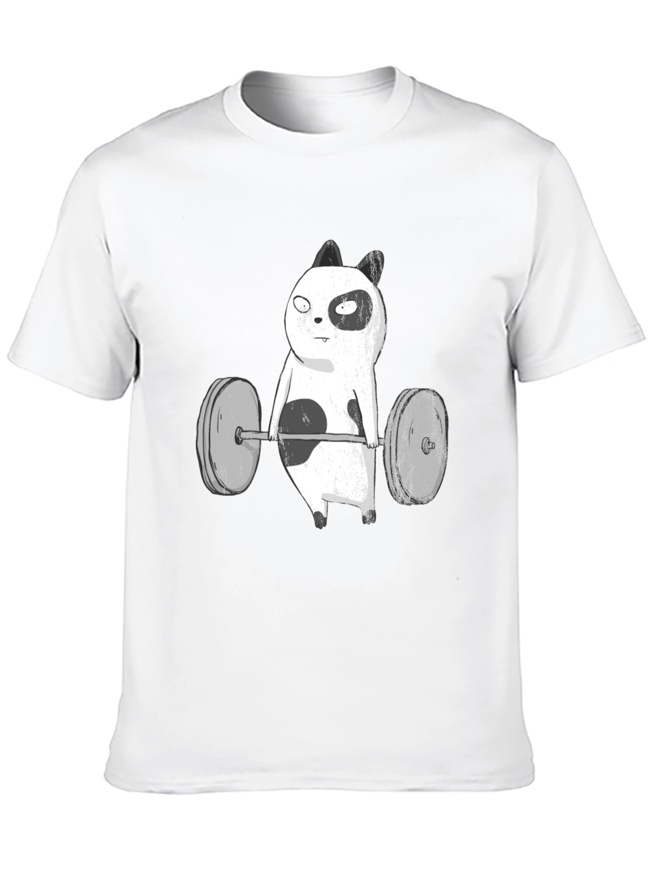 Funny Panda Bear Weightlifting Black T-Shirt