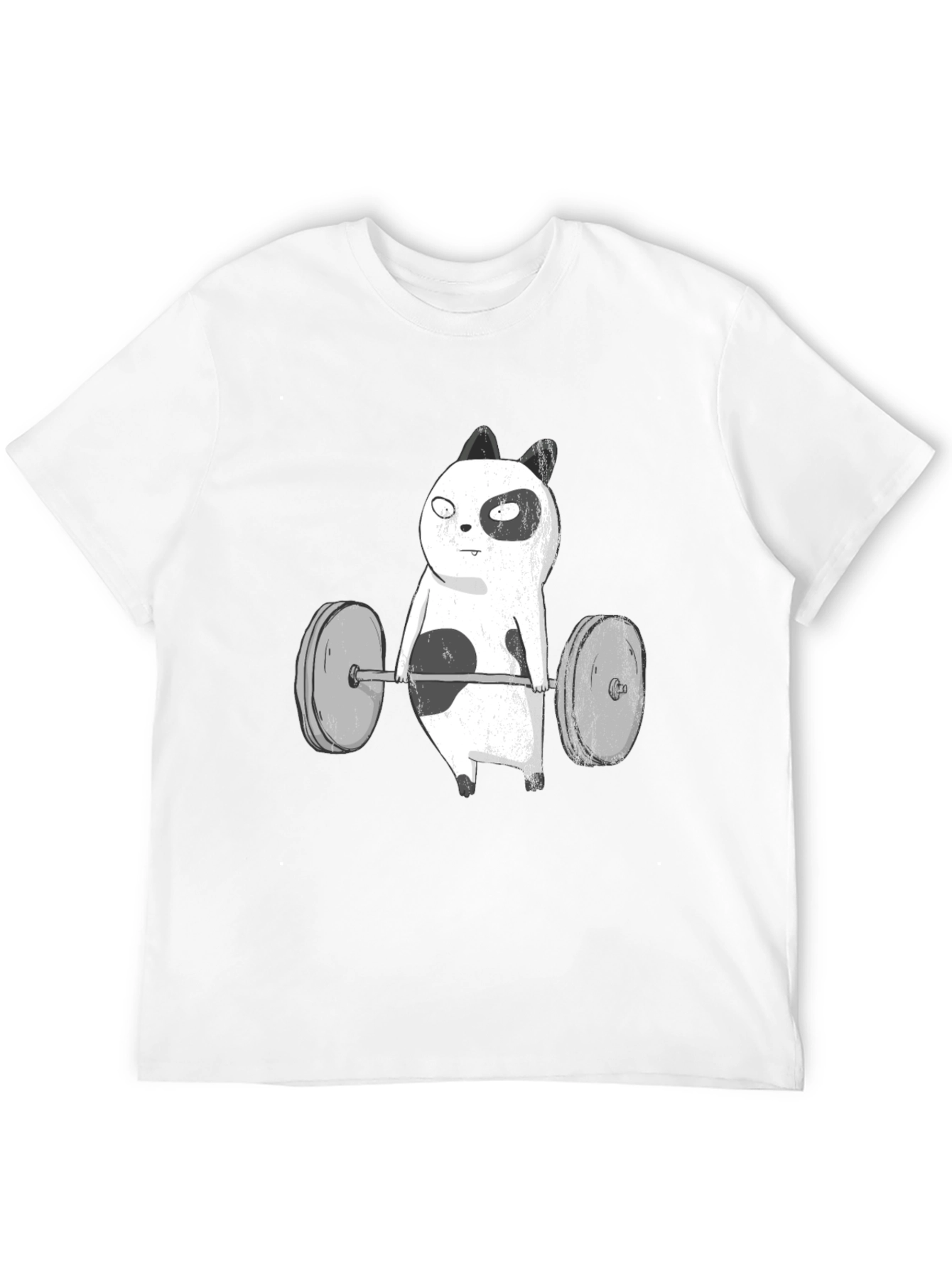 Funny Panda Bear Weightlifting Black T-Shirt