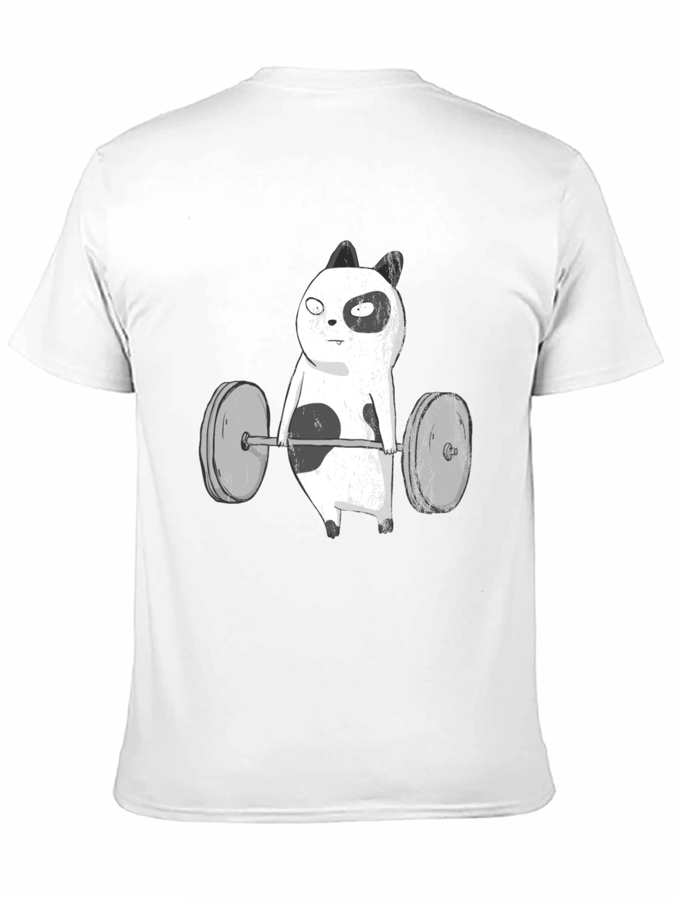 Funny Panda Bear Weightlifting Black T-Shirt