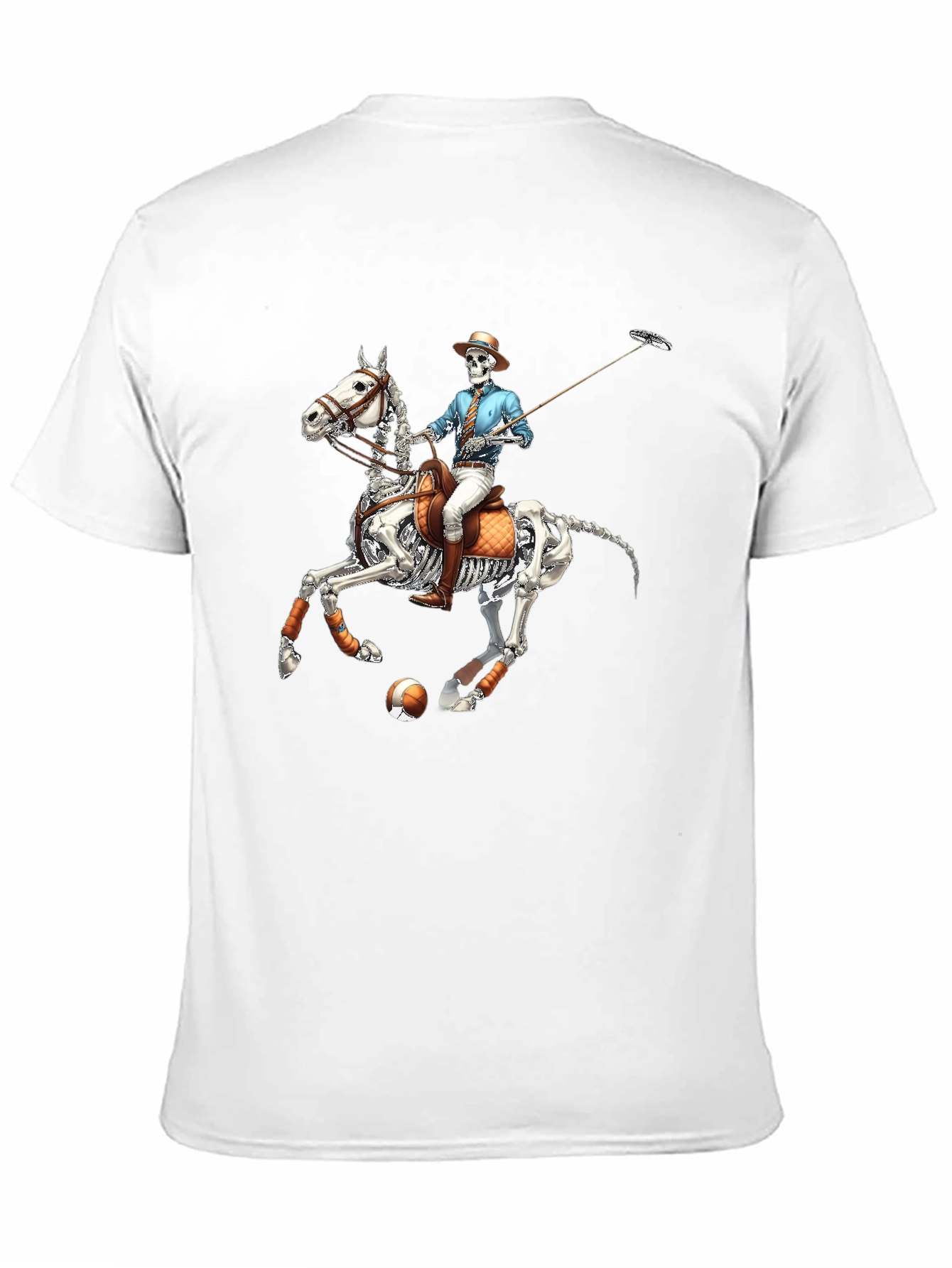 Skeleton Polo Player Graphic Tee - Unique Halloween Shirt
