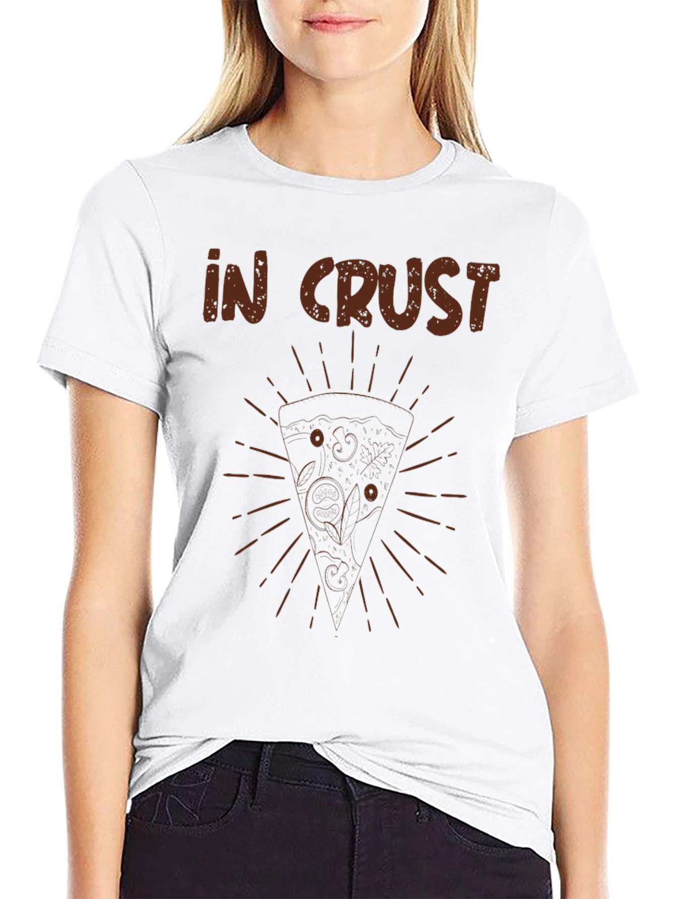 In Crust Pizza Graphic Black T-Shirt