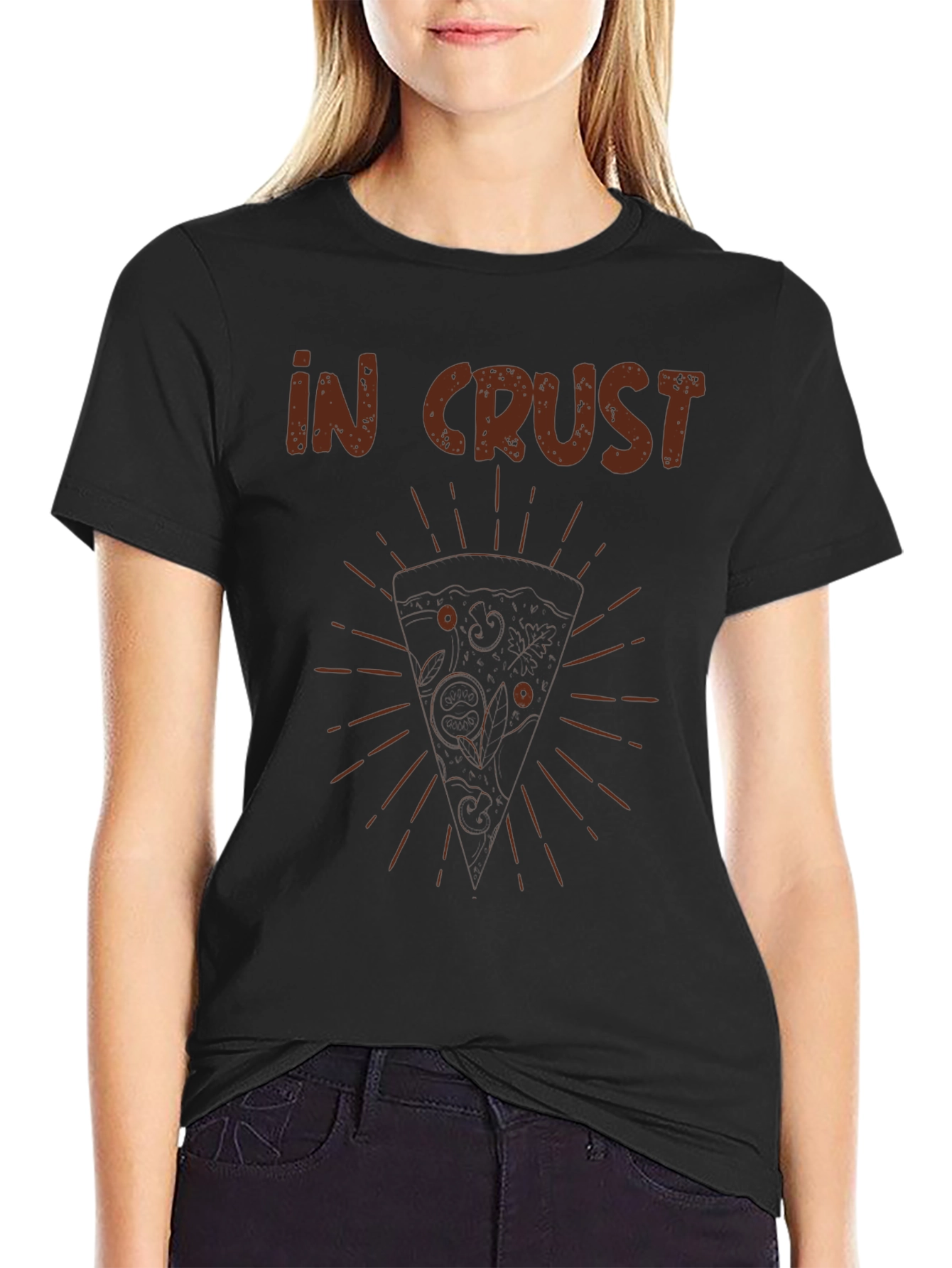 In Crust Pizza Graphic Black T-Shirt