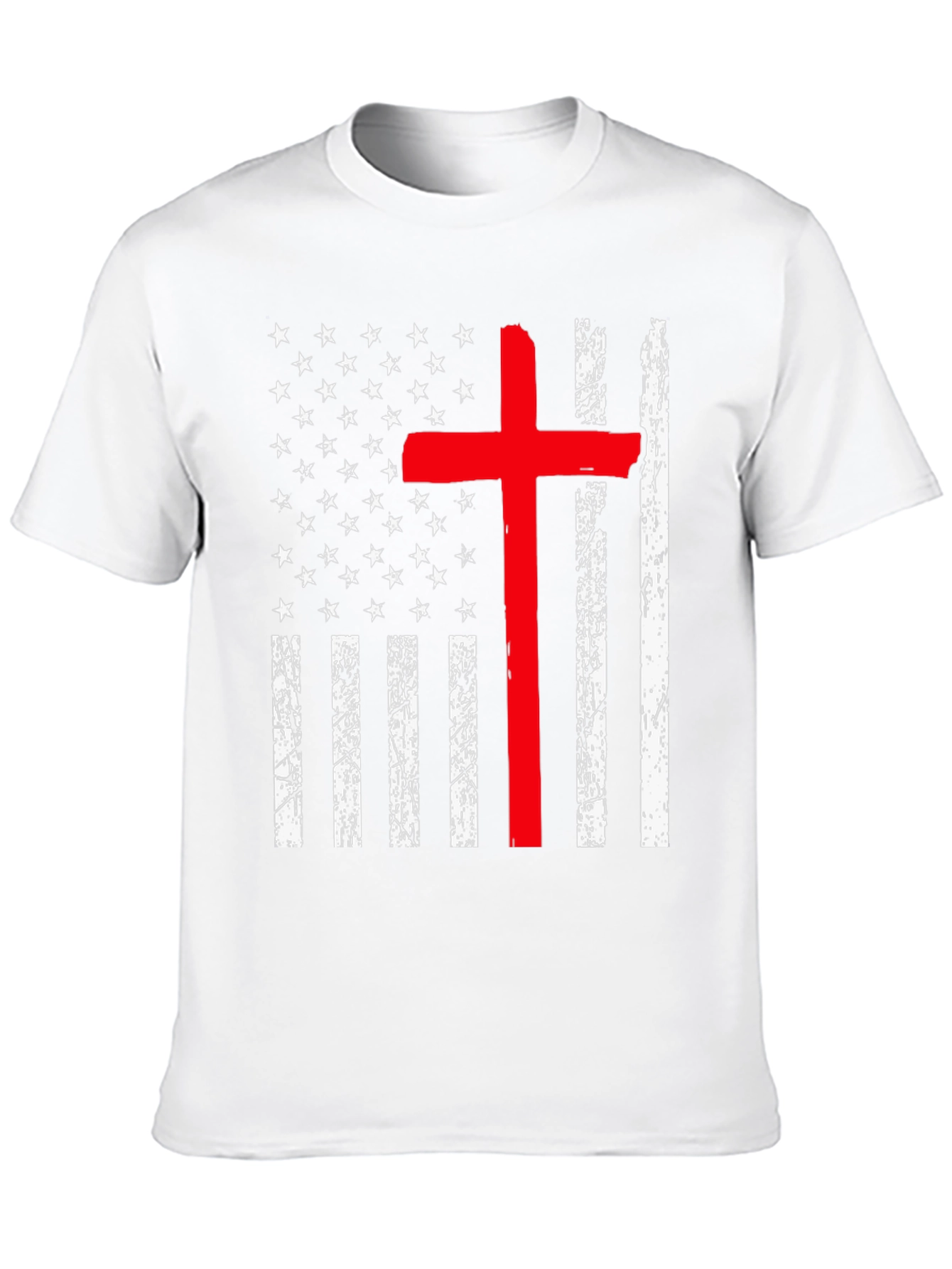 Distressed American Flag Red Cross Graphic T-Shirt
