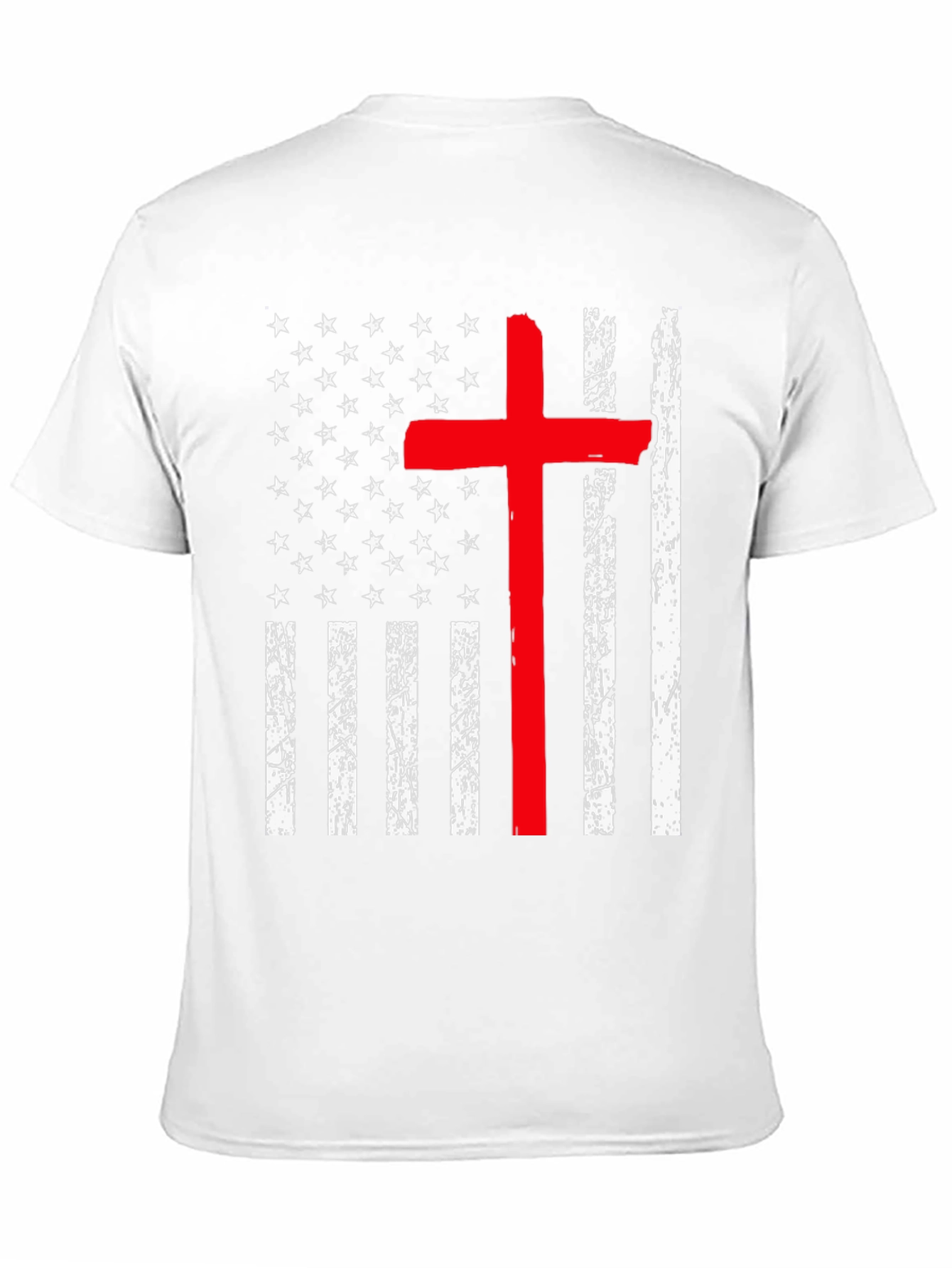 Distressed American Flag Red Cross Graphic T-Shirt