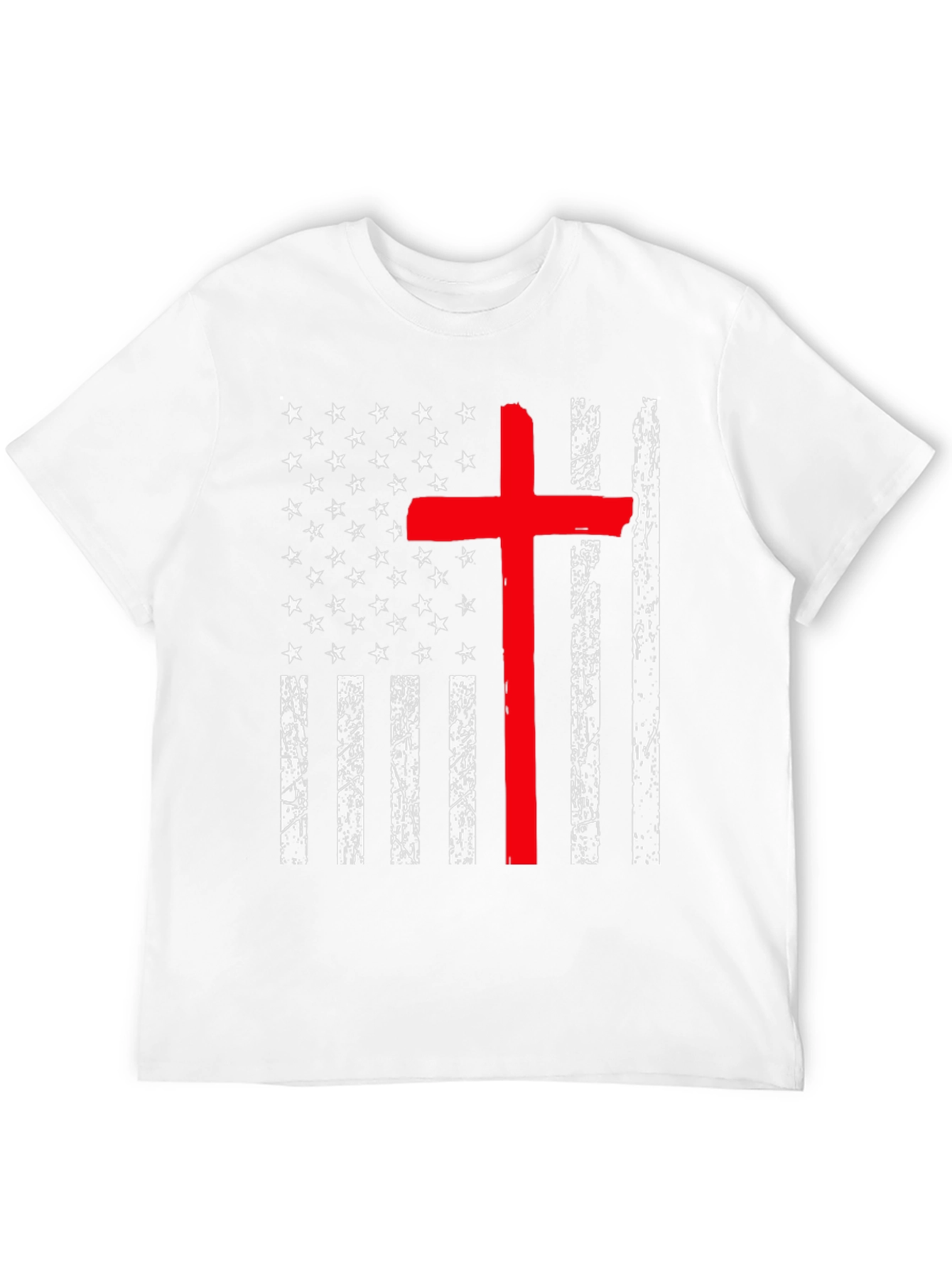 Distressed American Flag Red Cross Graphic T-Shirt