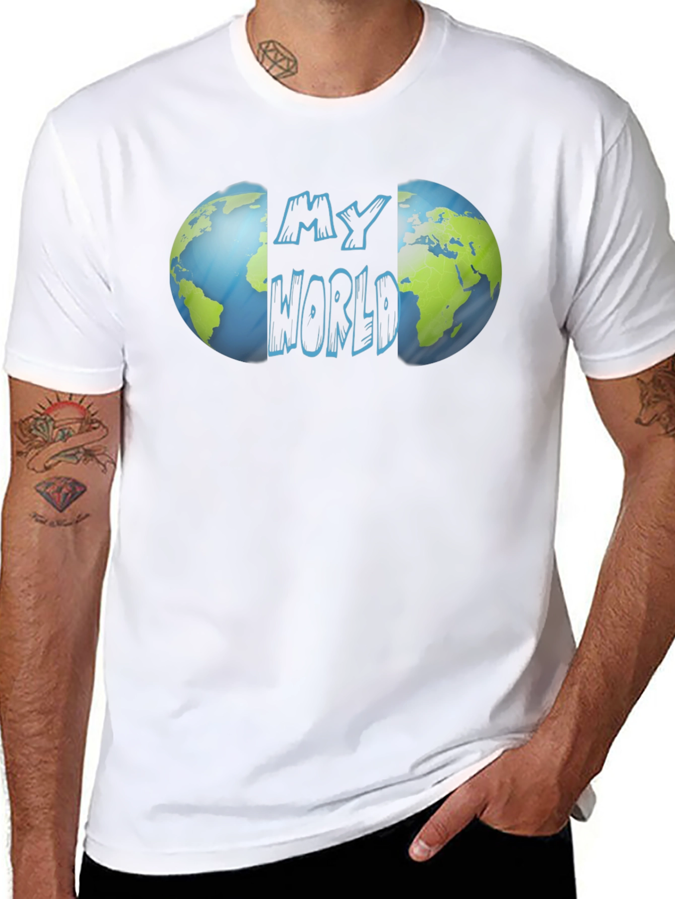 My World Graphic Print T-Shirt - Globe Design