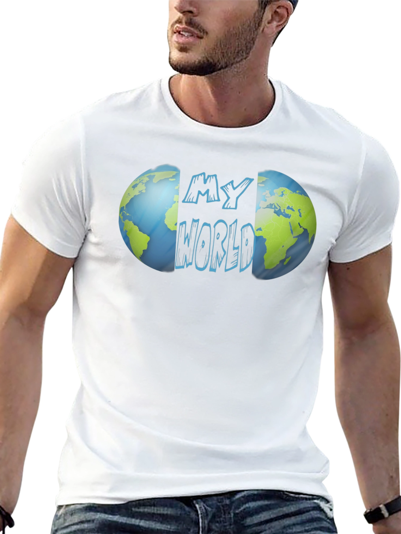 My World Graphic Print T-Shirt - Globe Design